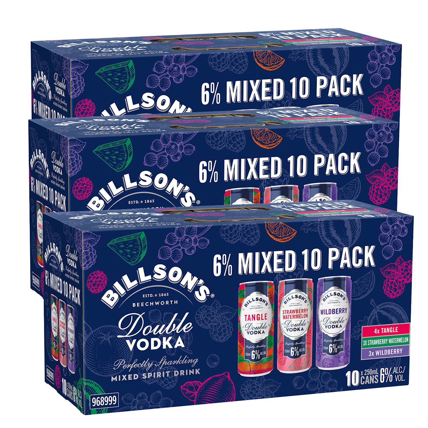 Billson's Double Vodka Mixed 250mL Can 3x10 Pack
