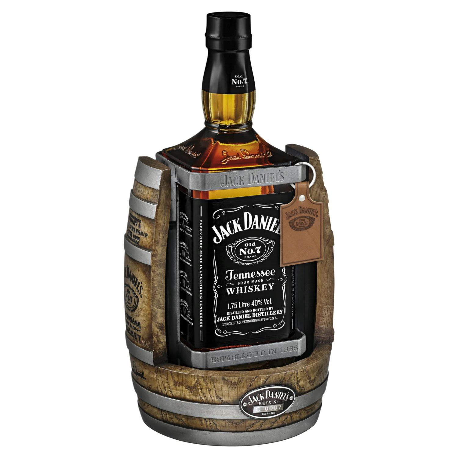 Jack Daniel's Old No. 7 Tennessee Whiskey & Oak Barrel Cradle 1.75L 1750mL Bottle