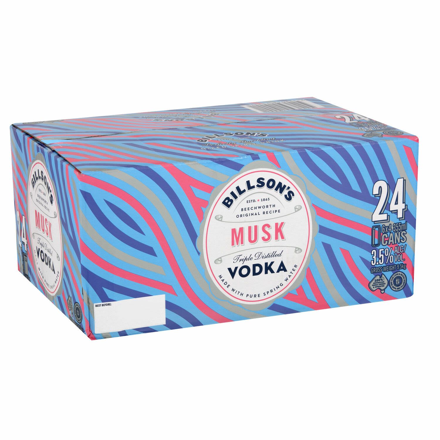 Billsons Musk Vodka 355ml Can 24 Pack