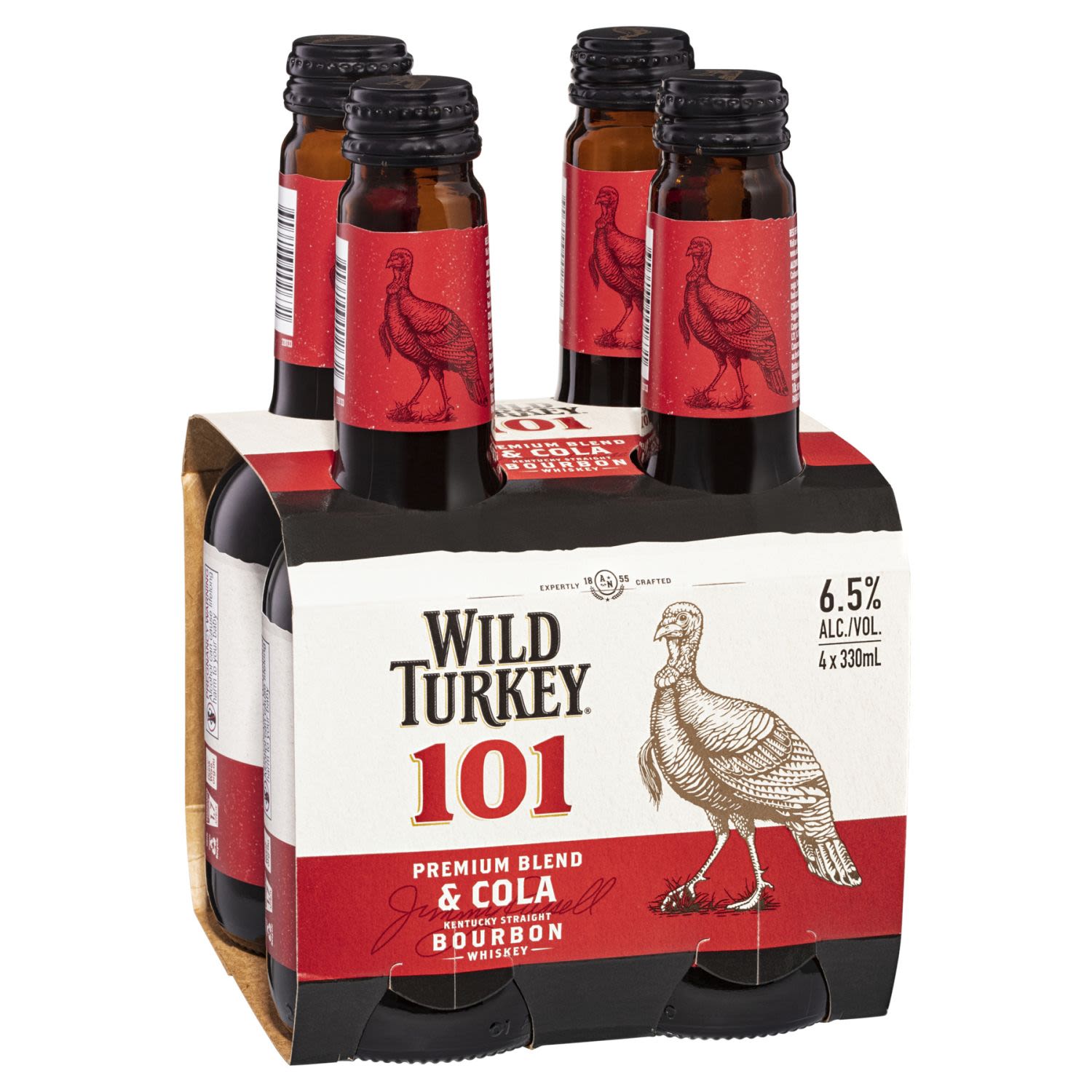 Wild Turkey 101 & Cola 6.5% Bottle 330mL 4 Pack