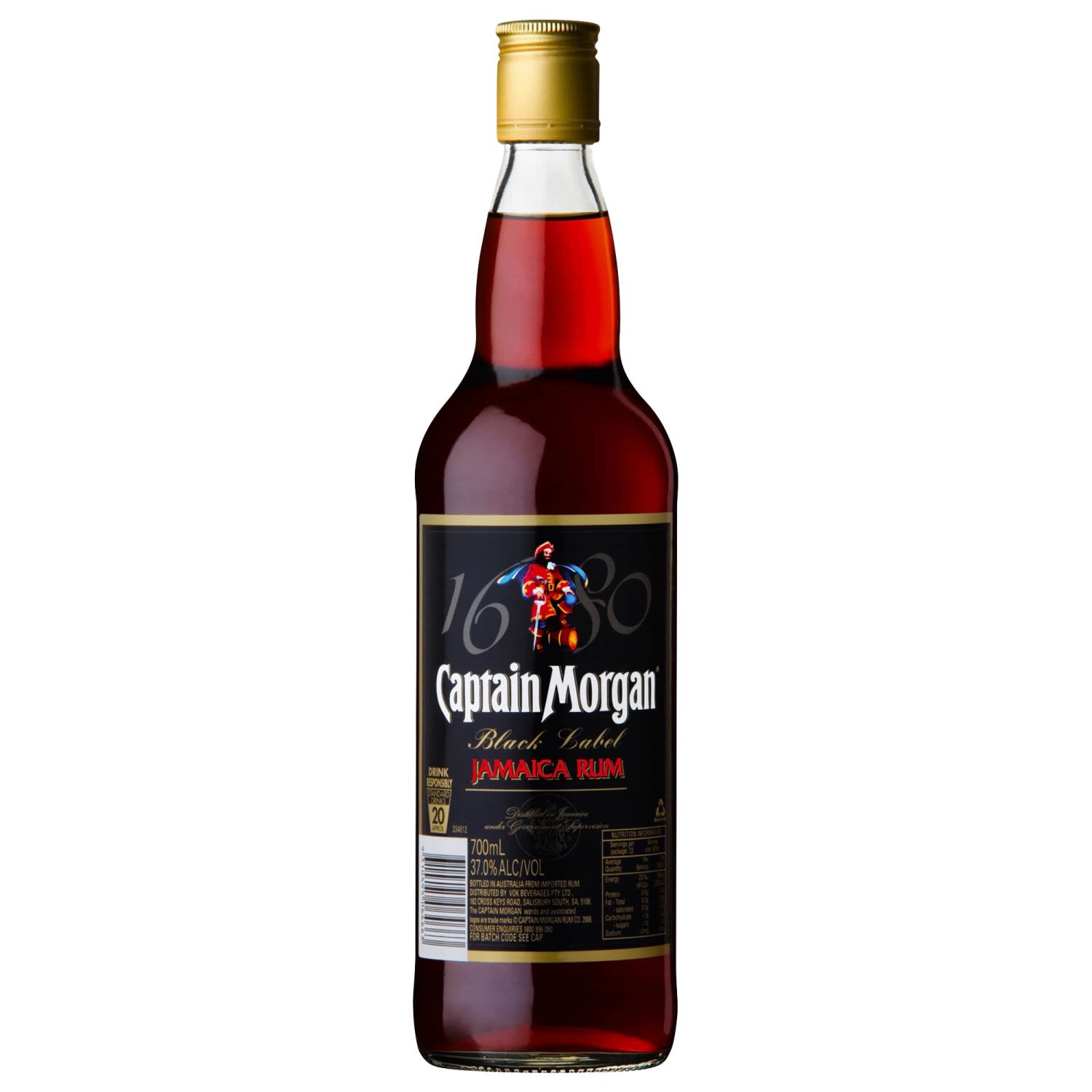 Captain Morgan Dark Rum 700mL<br /> <br />Alcohol Volume: 37.00%<br /><br />Pack Format: Bottle<br /><br />Standard Drinks: 20</br /><br />Pack Type: Bottle<br /><br />Country of Origin: Jamaica<br />