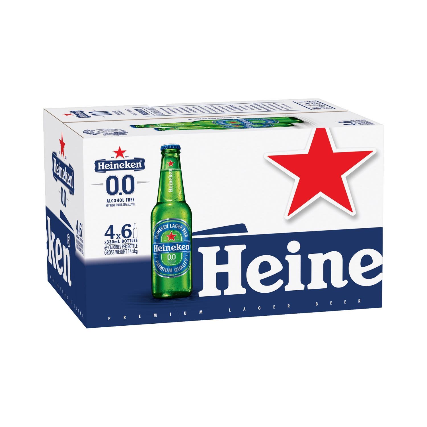 Heineken 0.0% Alcohol-Free Lager Bottle 330mL 24 Pack