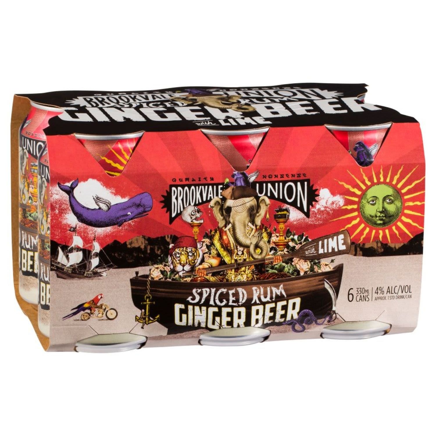 Brookvale Union Spiced Rum & Ginger Beer Can 330mL 6 Pack