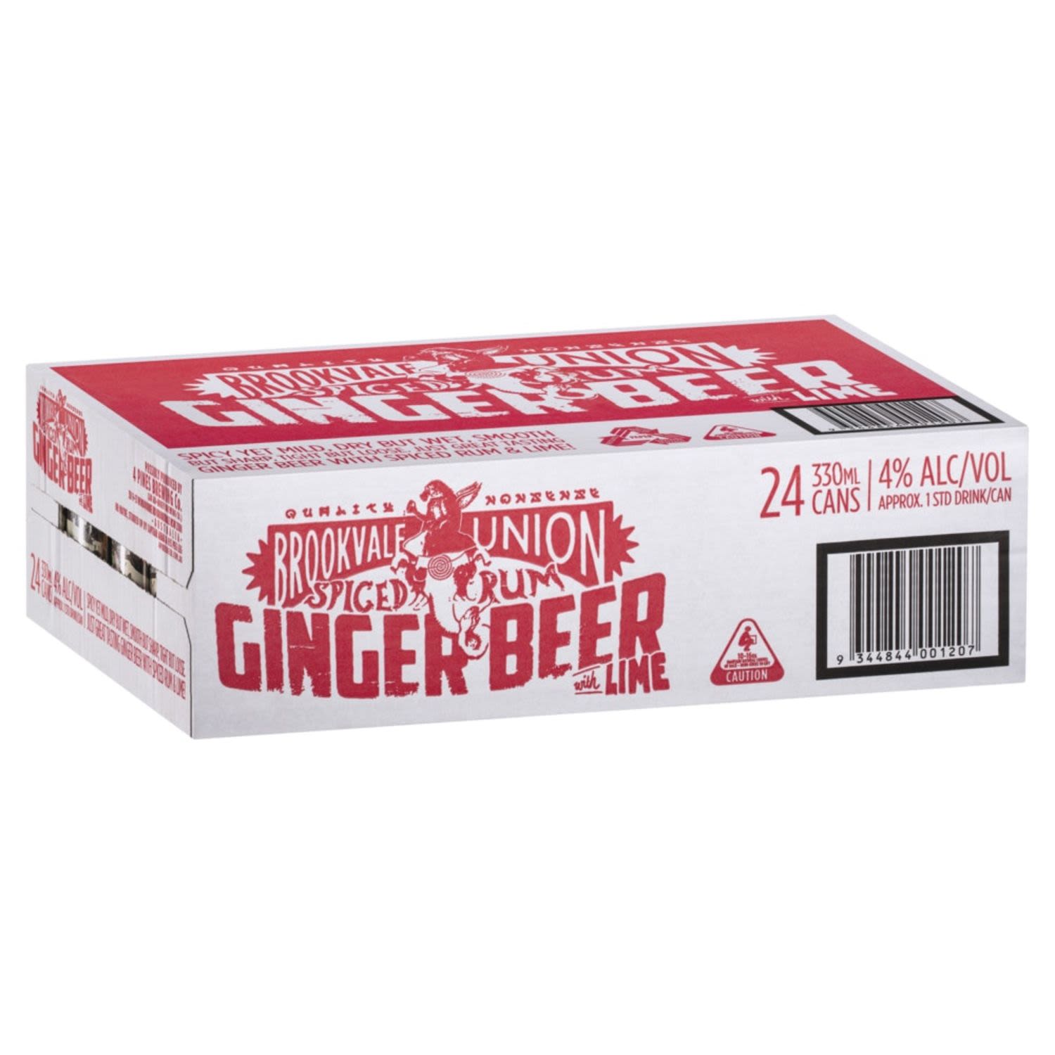 Brookvale Union Spiced Rum & Ginger Beer Can 330mL 24 Pack