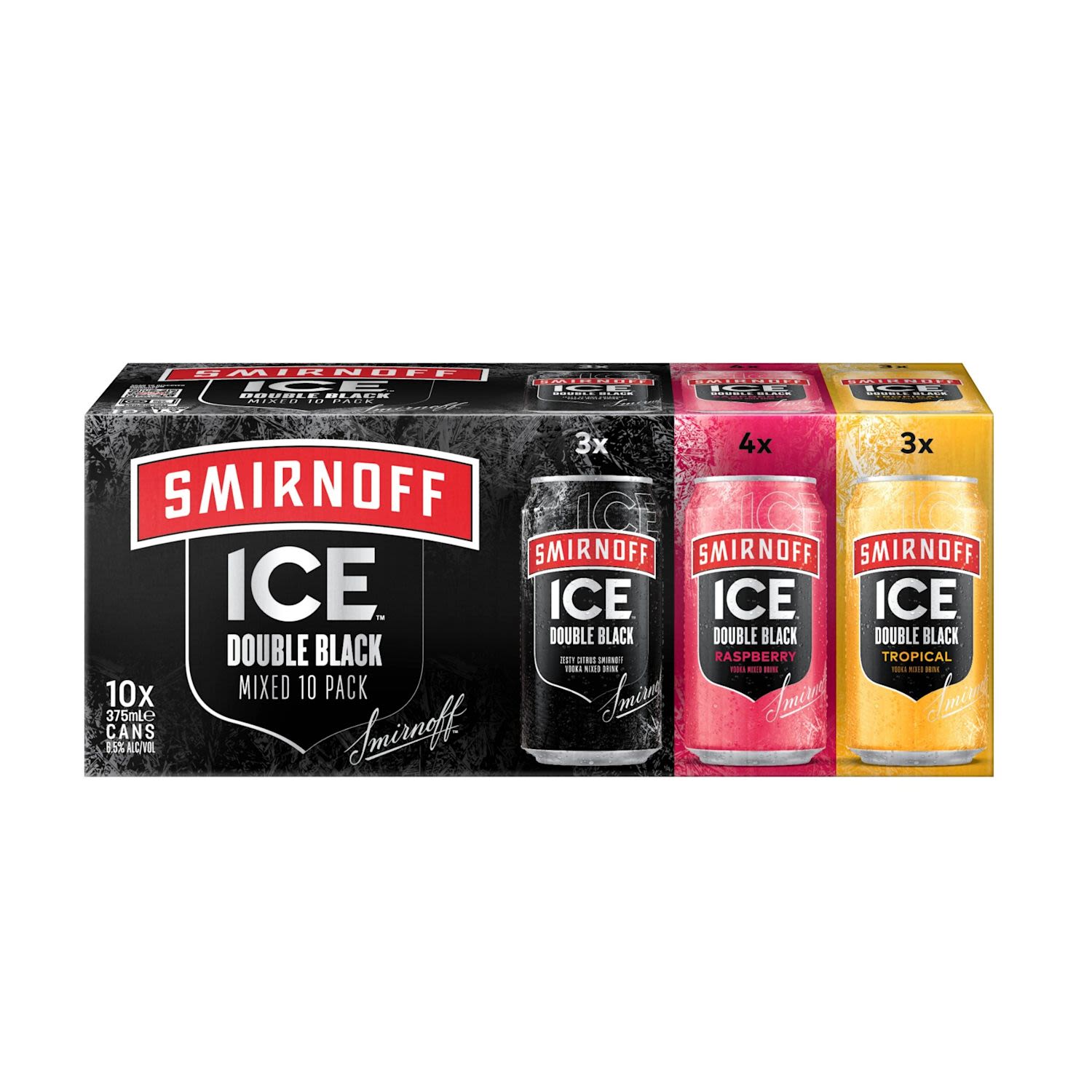 Smirnoff Ice Double Black Mixed Can 375mL 10 Pack