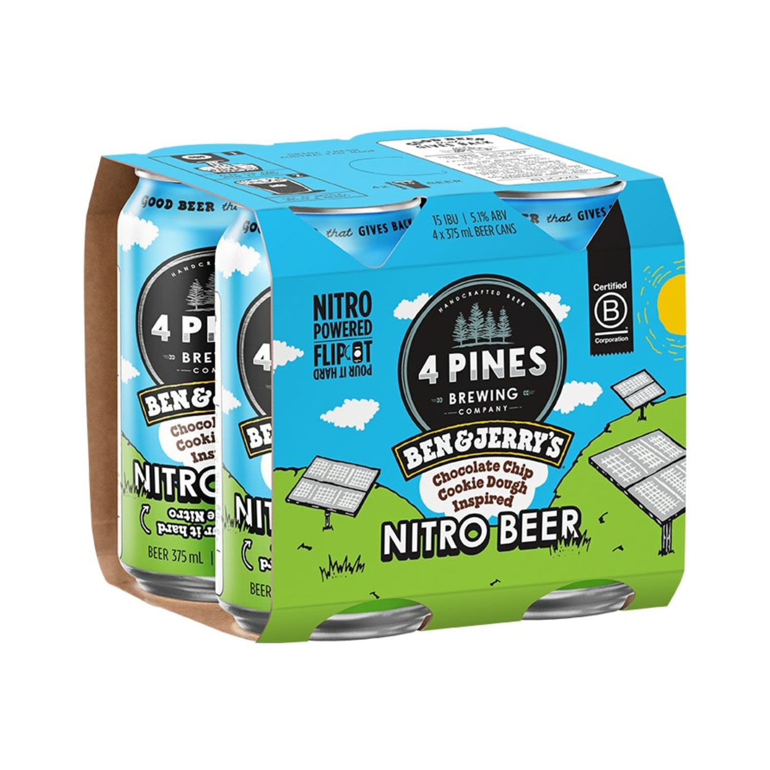 4 Pines Ben & Jerry's Nitro Choc Cookie Dough Inspired Can 375mL 4 Pack