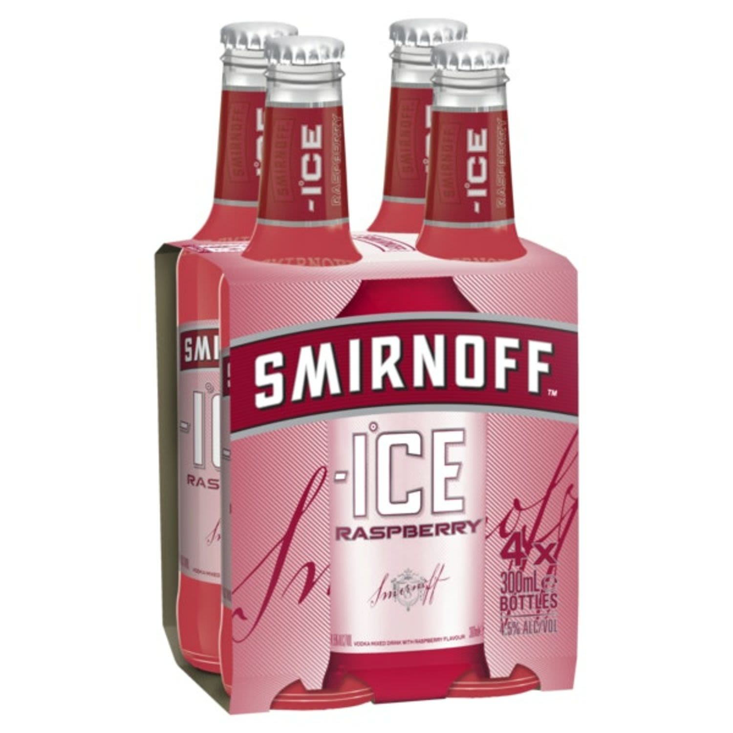 Smirnoff Ice Raspberry Bottle 300mL 4 Pack