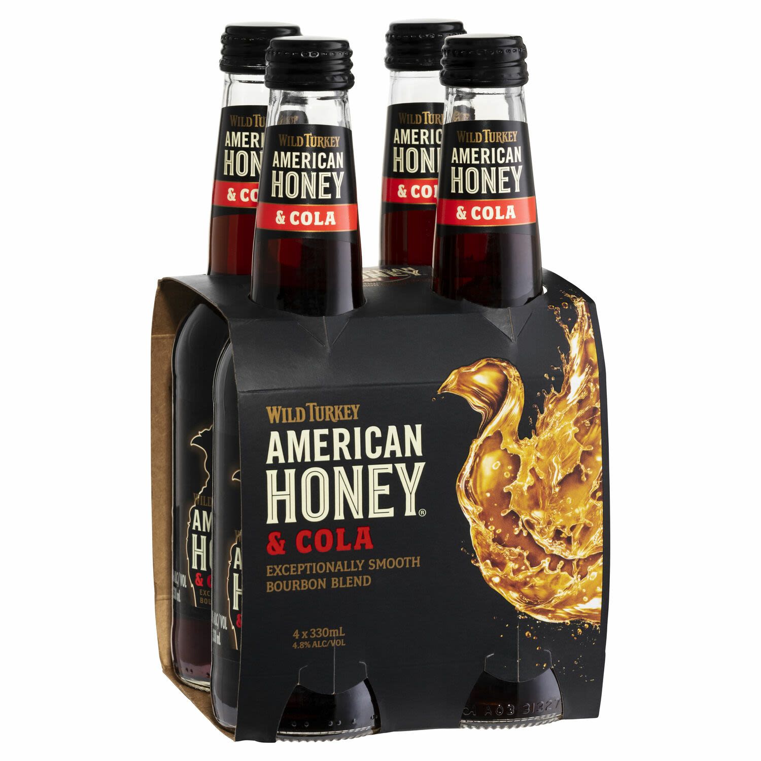 Wild Turkey American Honey Liqueur & Cola Bottle 330mL 4 Pack
