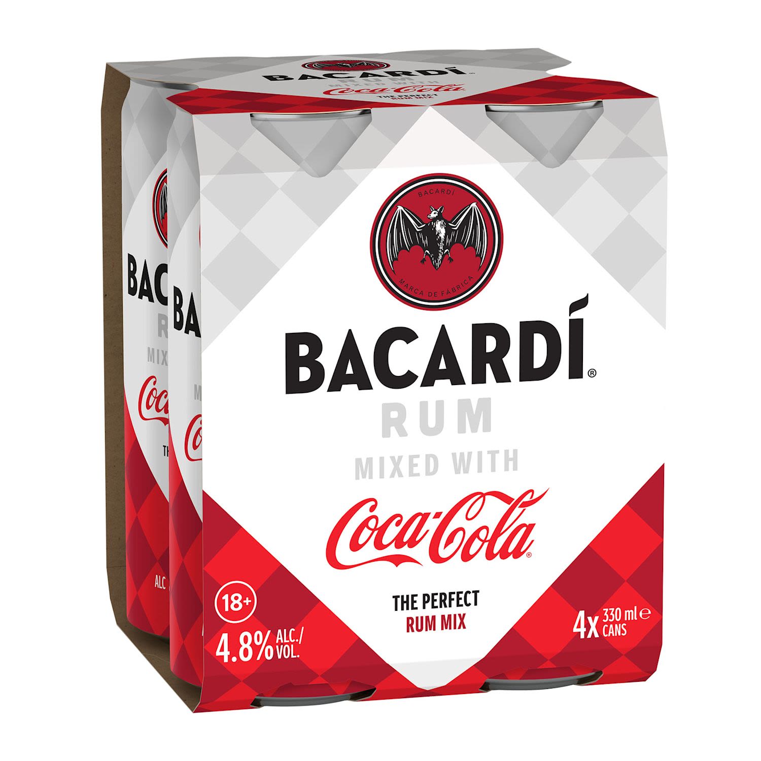 Barcardi Rum & Coca-Cola Can 330mL 4 Pack