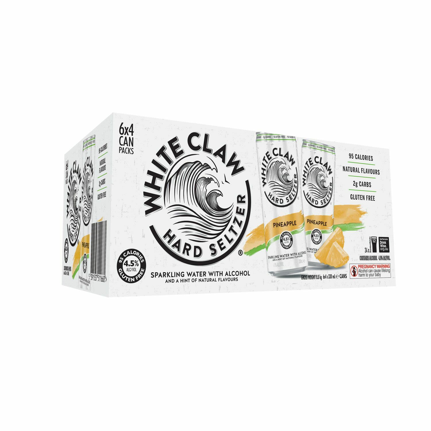 White Claw Hard Seltzer Pineapple Can 330mL 24 Pack