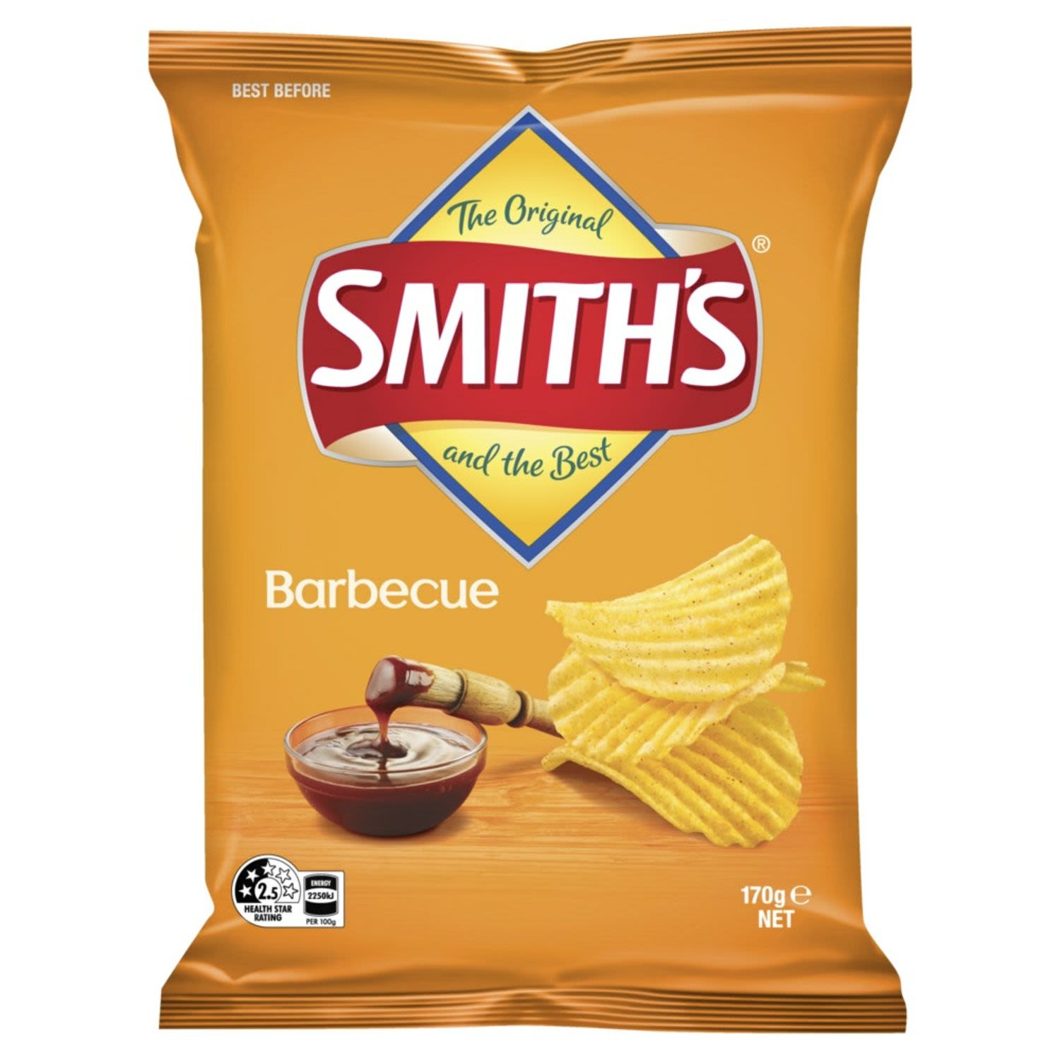 Smith's Crinkle Cut Barbecue 170g<br /> <br />Alcohol Volume: 0.0%<br /><br />Pack Format: Packet<br /><br />Standard Drinks: 0.0<br /><br />Pack Type: Packet<br />