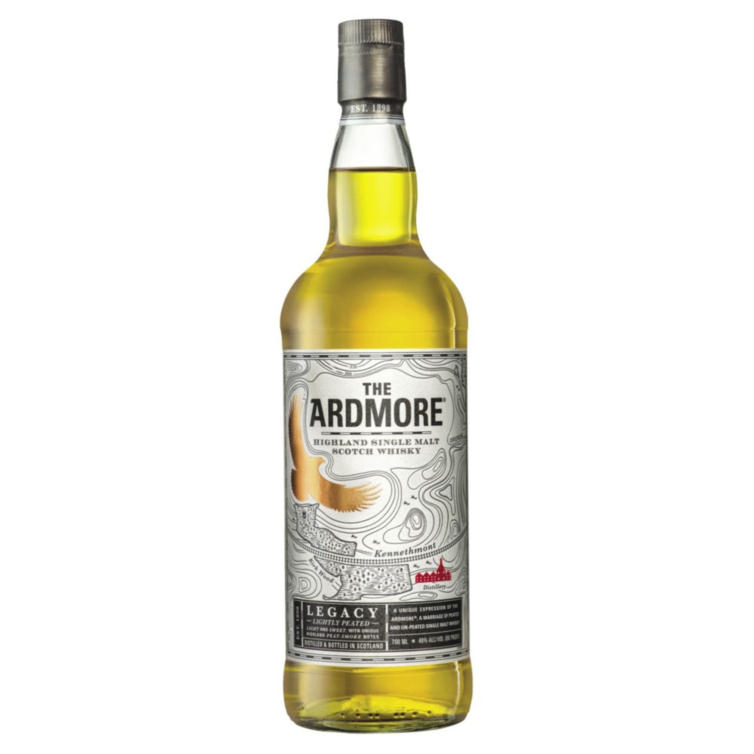 Released in 2014 to take the place of the Ardmore Traditional, the Legacy brings a lightly-peated, wood spice-led flavour profile to the table. At its core, the Ardmore Legacy is made with 80% peated and 20% unpeated malt.<br /> <br />Alcohol Volume: 40.00%<br /><br />Pack Format: Bottle<br /><br />Standard Drinks: 22.1</br /><br />Pack Type: Bottle<br /><br />Country of Origin: Scotland<br />