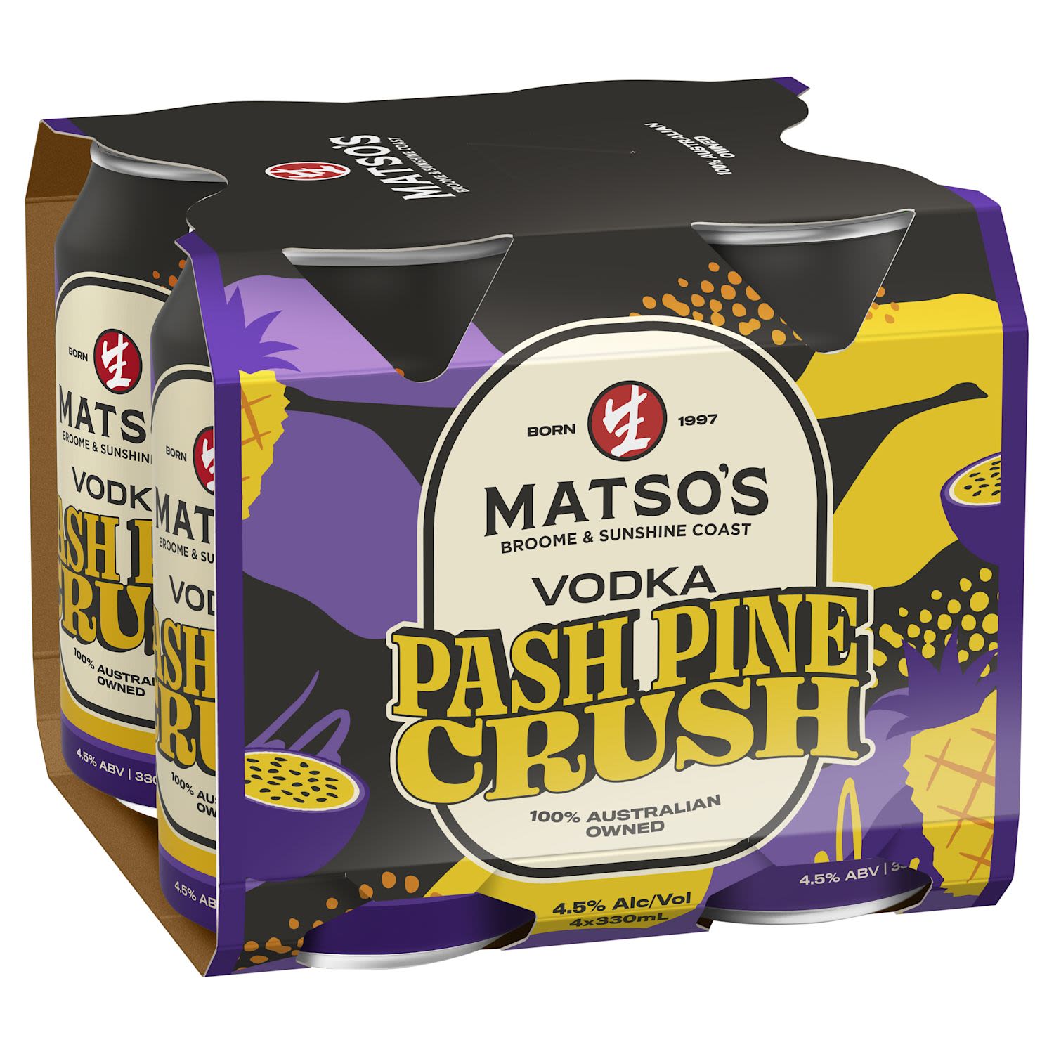 Matso's Vodka Pash Pine Crush Can 330mL 4 Pack