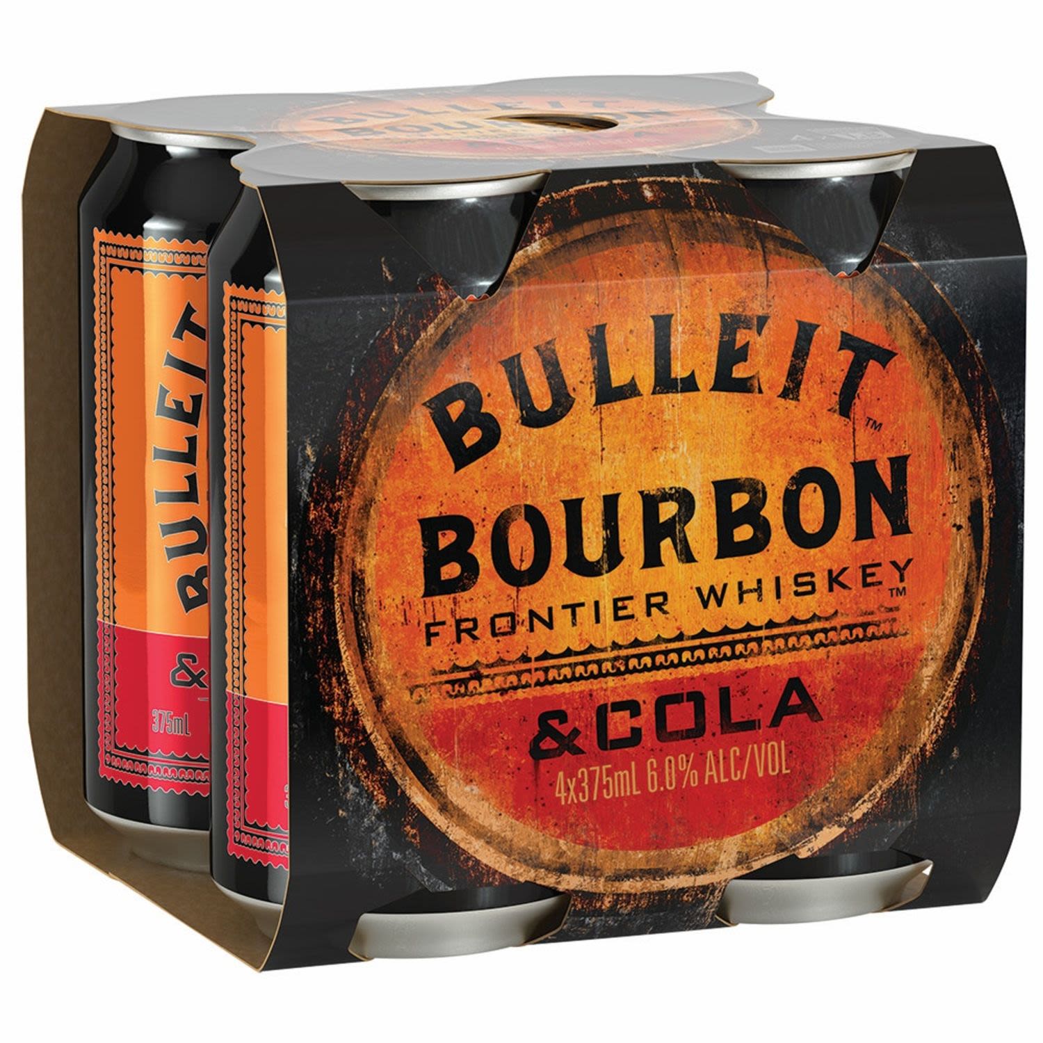 Bulleit Bourbon and Cola 6% Can 375mL 4 Pack