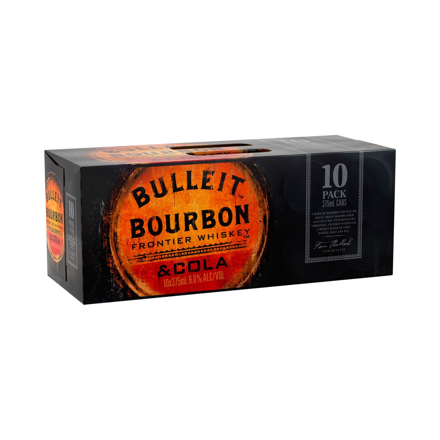 Bulleit Bourbon and Cola 6% Can 355mL 10 Pack