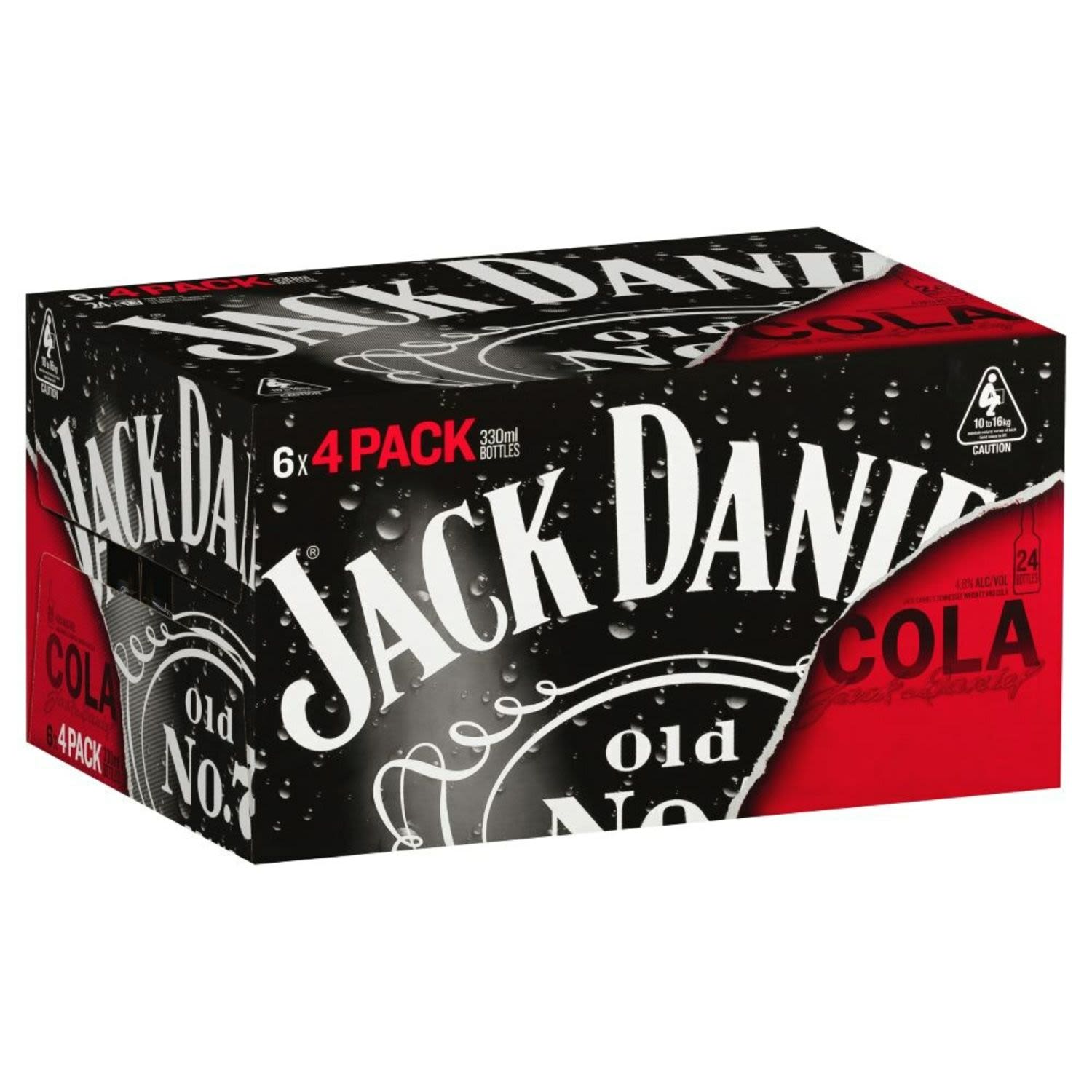 Jack Daniel's & Cola Bottle 330mL<br /> <br />Alcohol Volume: 4.80%<br /><br />Pack Format: 24 Pack<br /><br />Standard Drinks: 1.2<br /><br />Pack Type: Bottle<br />