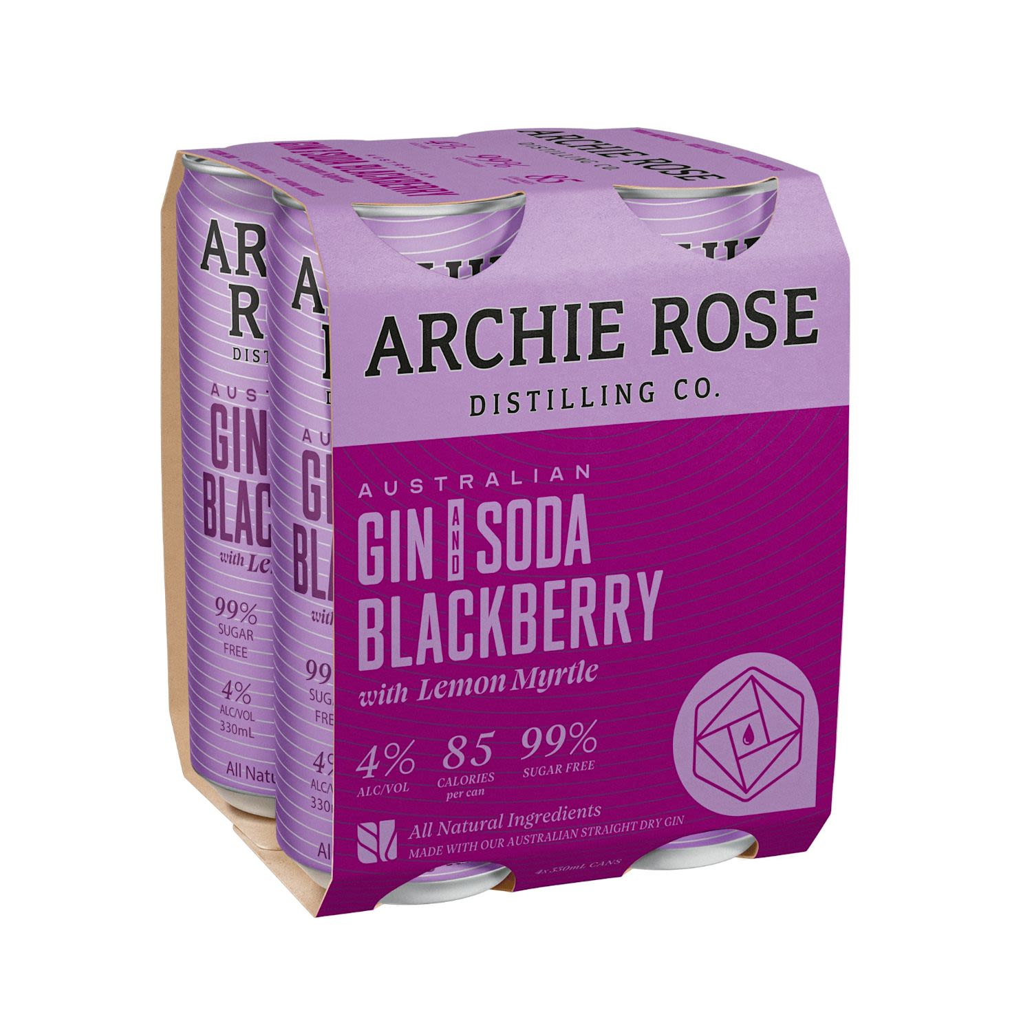 Archie Rose Gin Blackberry Can 330mL 4 Pack
