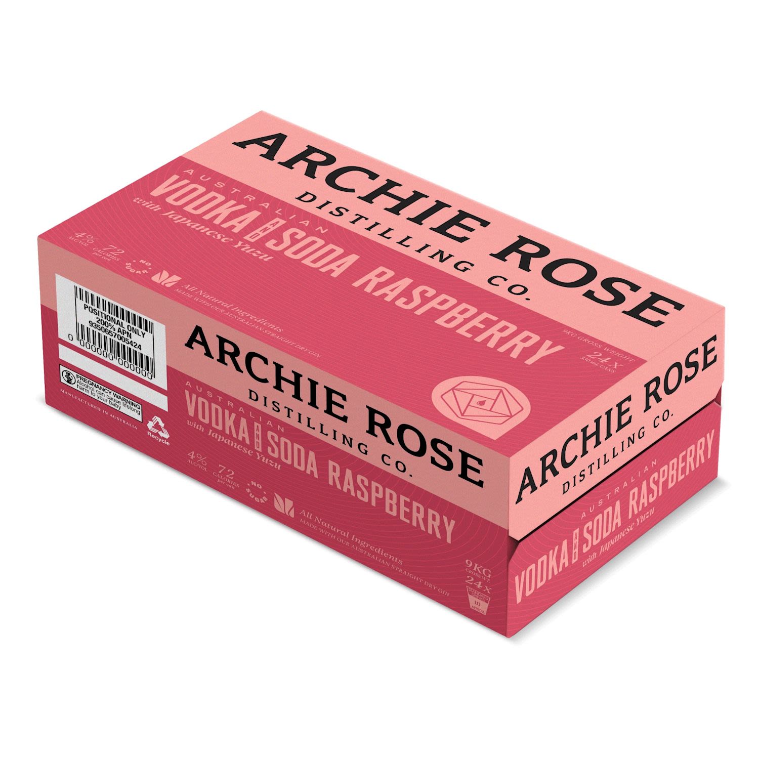 Archie Rose Vodka Raspberry Can 330mL 24 Pack