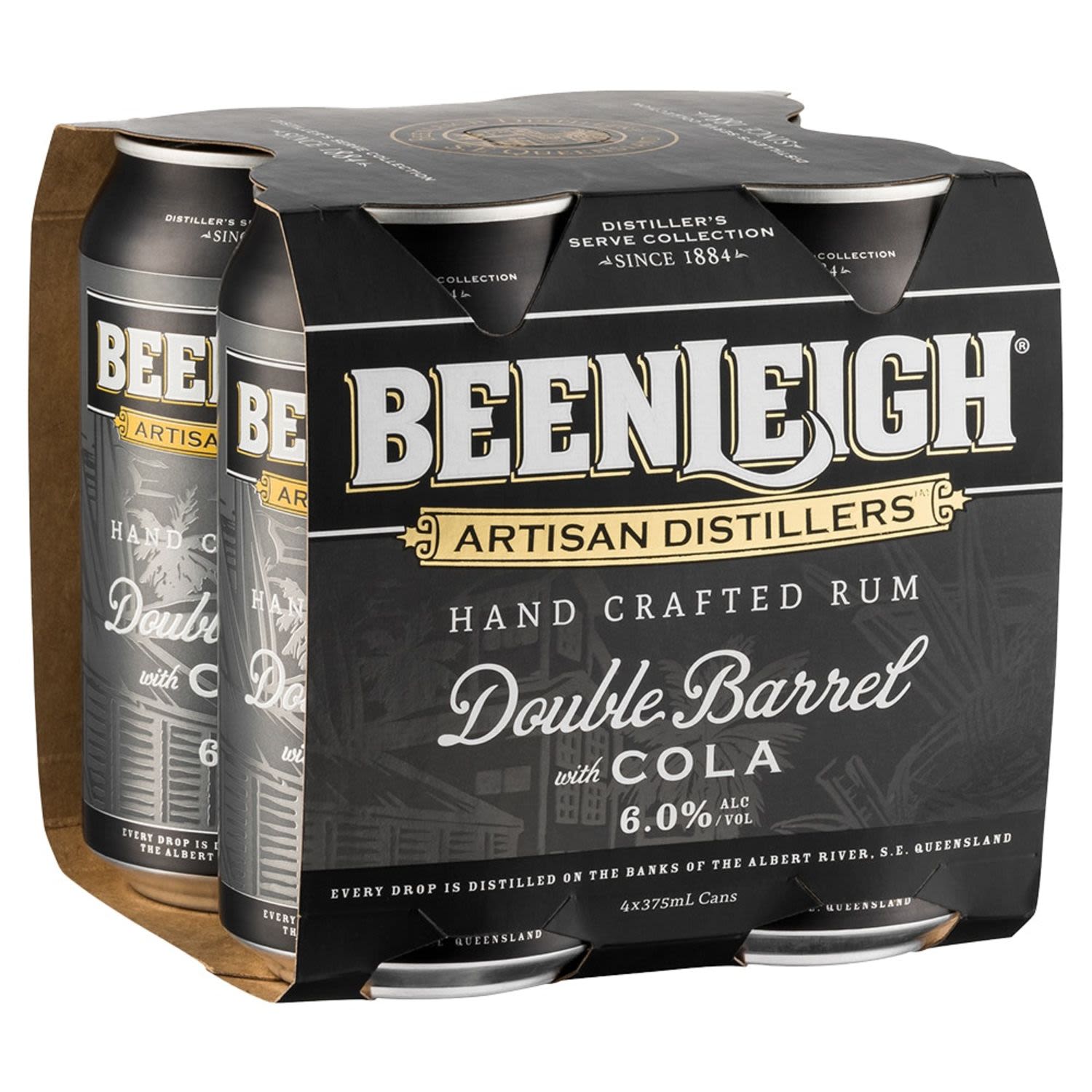 Beenleigh Double Barrel Rum & Cola 6% Can 375mL 4 Pack