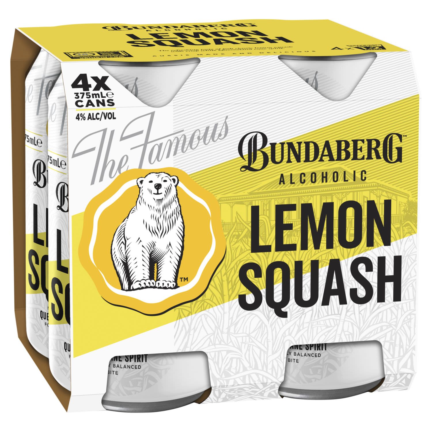 Bundaberg Alcoholic Lemon Squash Can 375mL 4 Pack