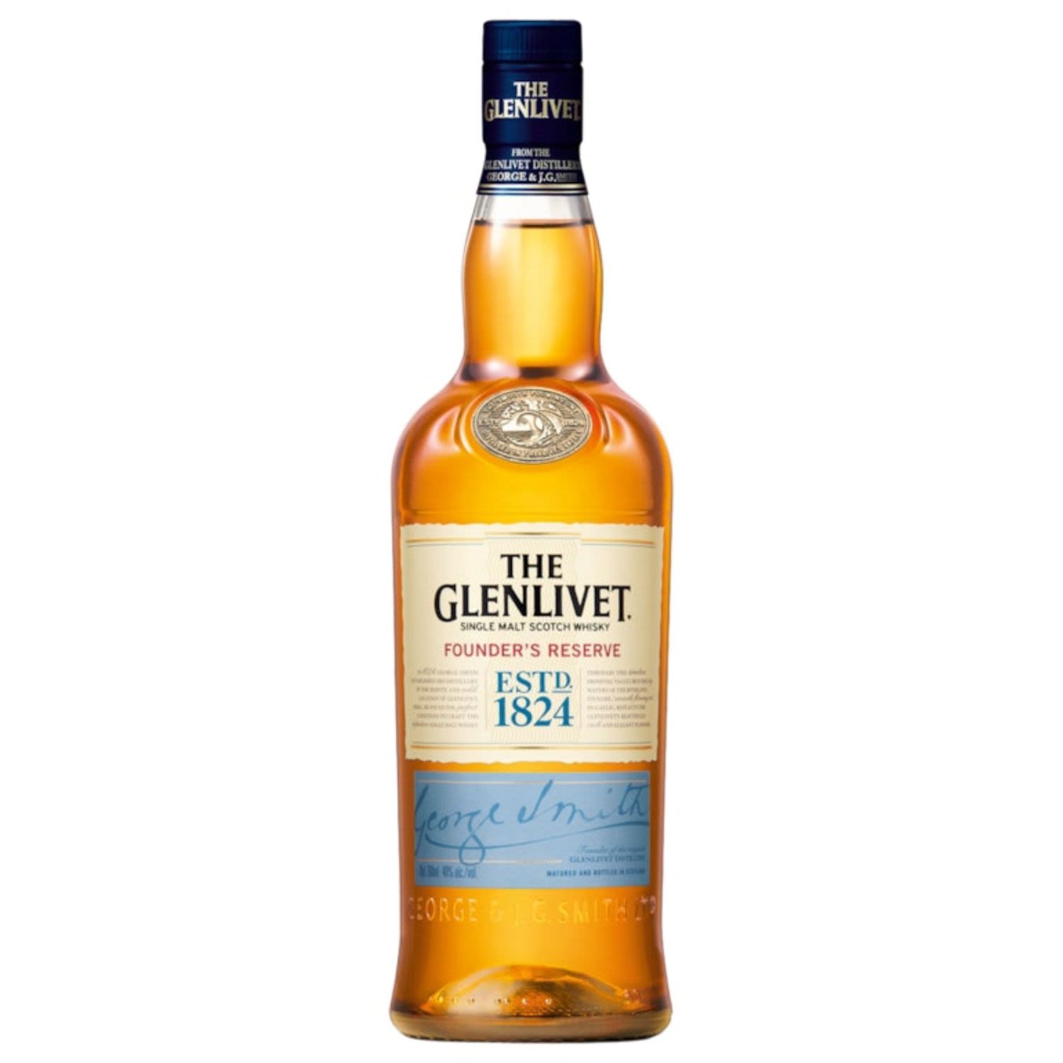 The Glenlivet Founder's Reserve, skilful selection of casks enhances the signature fruity flavours of The Glenlivet with traditional oak casks being complemented by selective use of American first-fill casks to give a hint of creamy sweetness, creating an exceptionally well-balanced and smooth malt.<br /> <br />Alcohol Volume: 40.00%<br /><br />Pack Format: Bottle<br /><br />Standard Drinks: 22.1</br /><br />Pack Type: Bottle<br /><br />Country of Origin: Scotland<br />