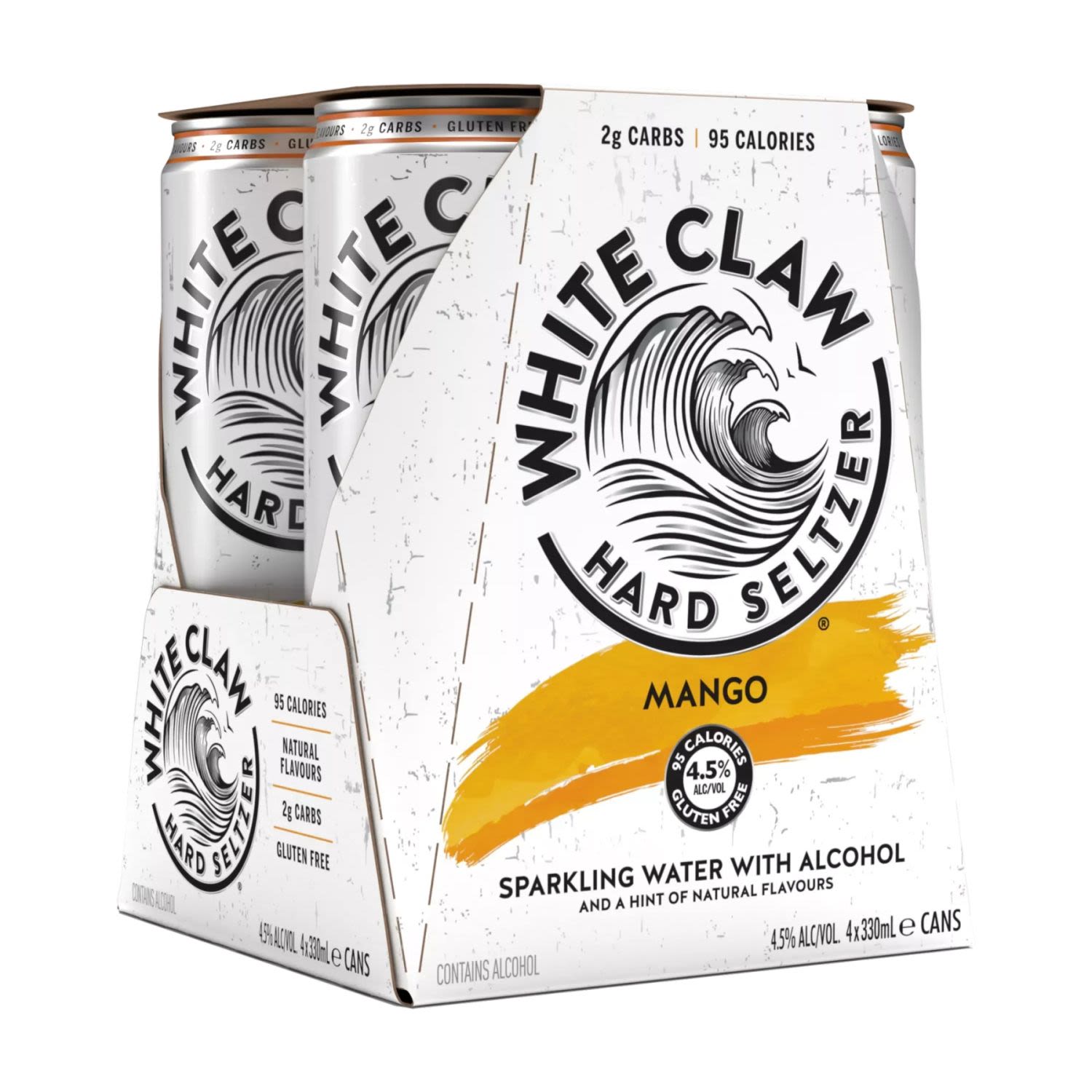 White Claw Hard Seltzer Mango Can 330mL 4 Pack