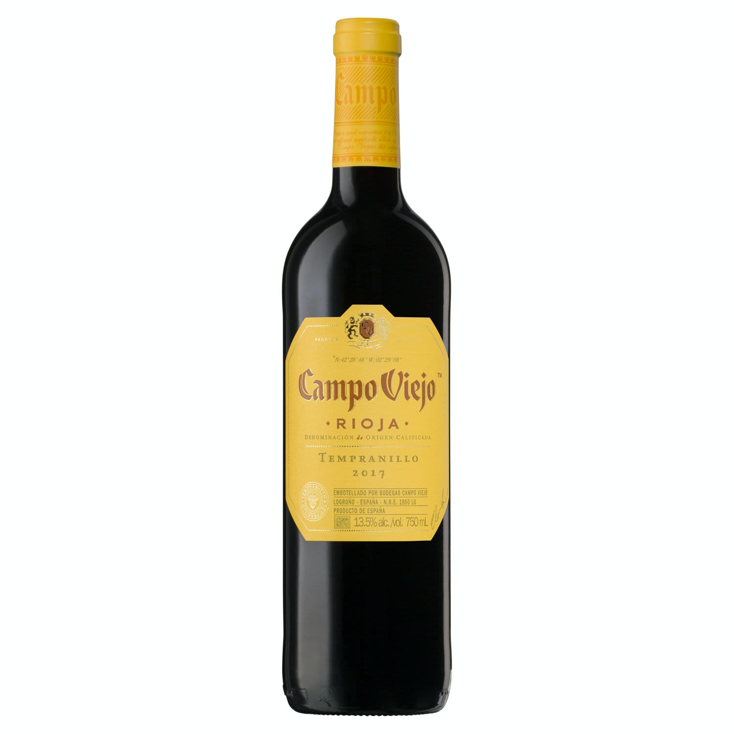 Crafted from 100% premium Tempranillo and a passionate winemaking philosophy. The result is a fresh and lively fruit expression of the variety, that is undeniably Campo Viejo.<br /> <br />Alcohol Volume: 13.50%<br /><br />Pack Format: Bottle<br /><br />Standard Drinks: 8<br /><br />Pack Type: Bottle<br /><br />Country of Origin: Spain<br /><br />Region: Rioja<br /><br />Vintage: Vintages Vary<br />