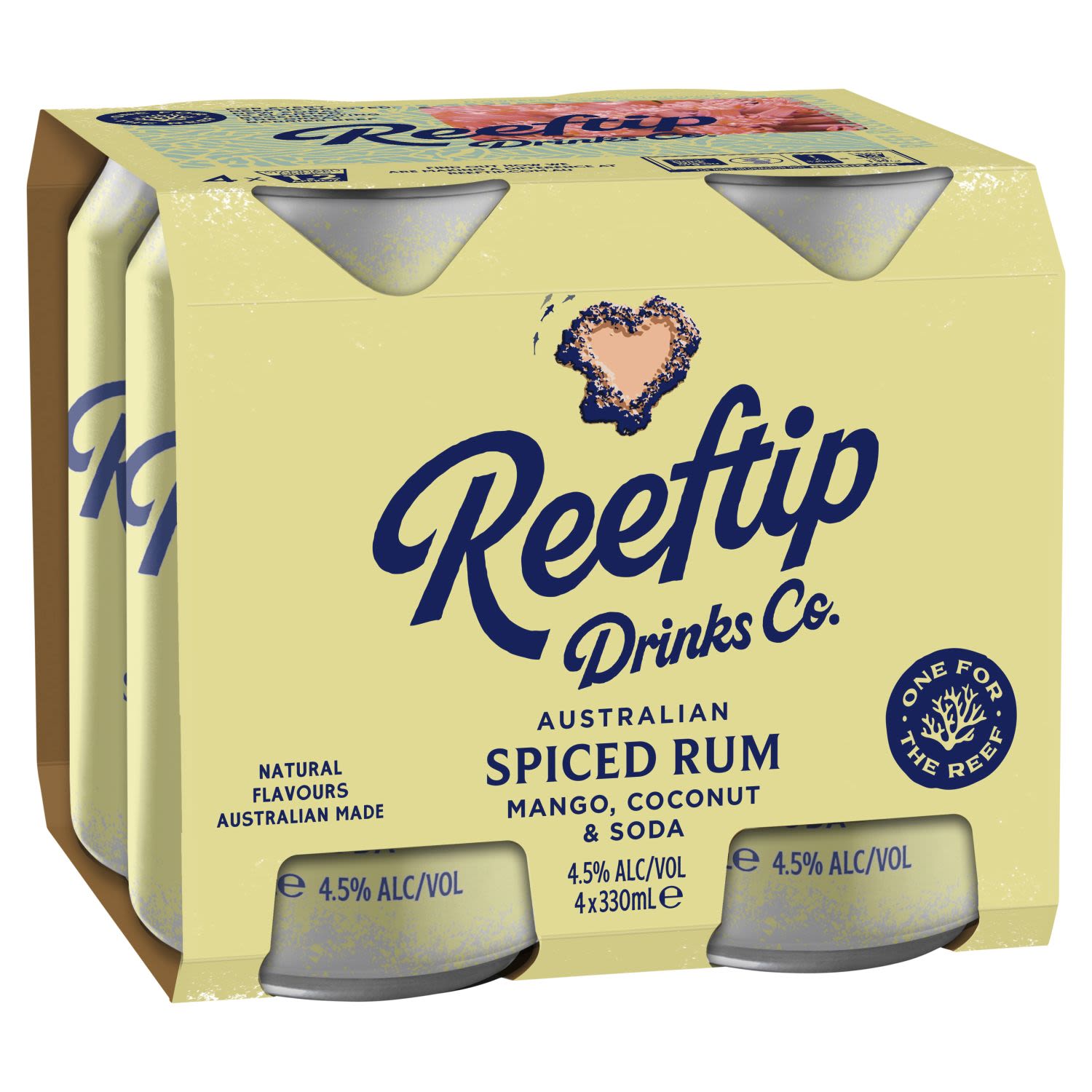 Reeftip Spiced Rum with Mango Coconut & Soda Can 330mL 4 Pack