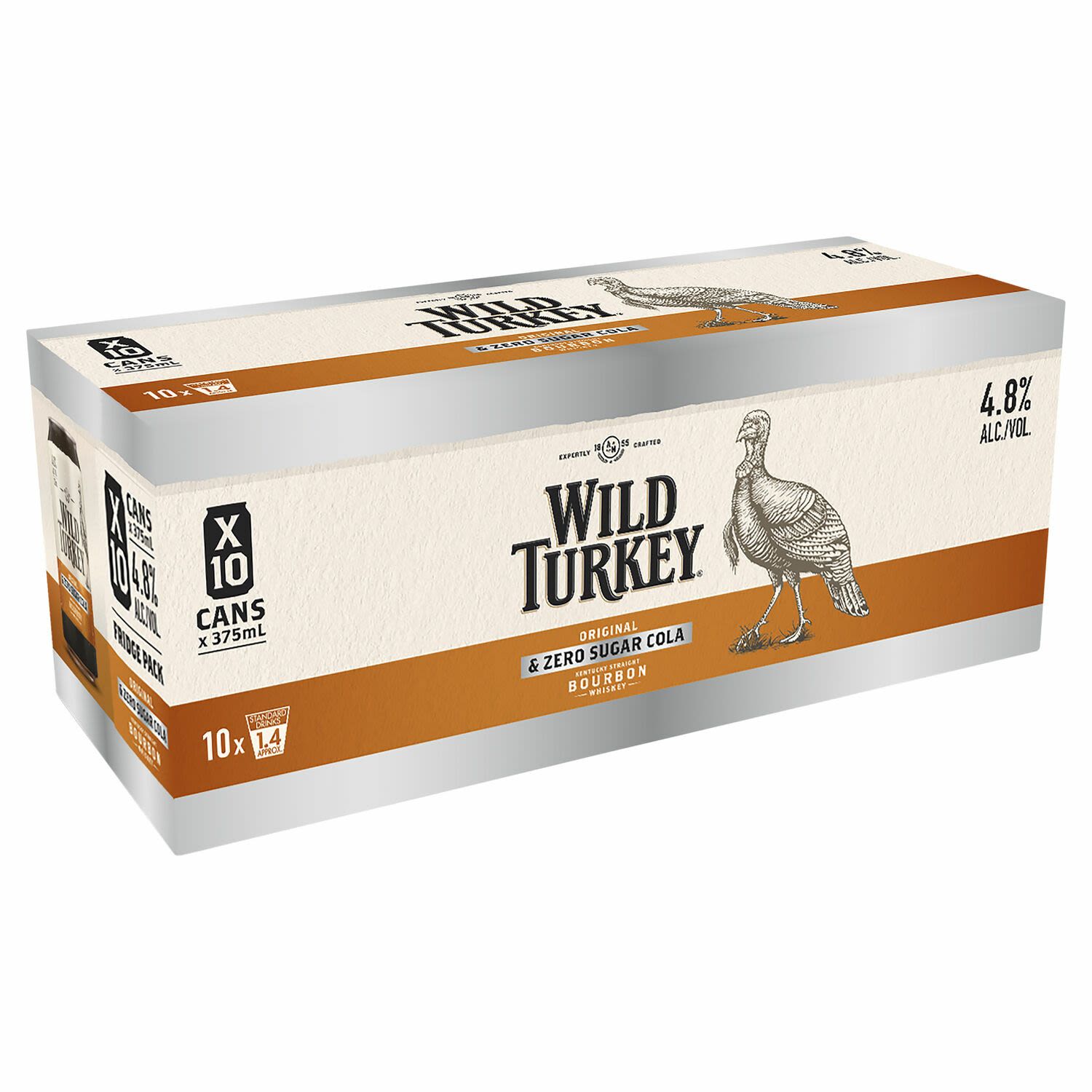 Wild Turkey Zero Sugar Cola Can 375mL 10 Pack