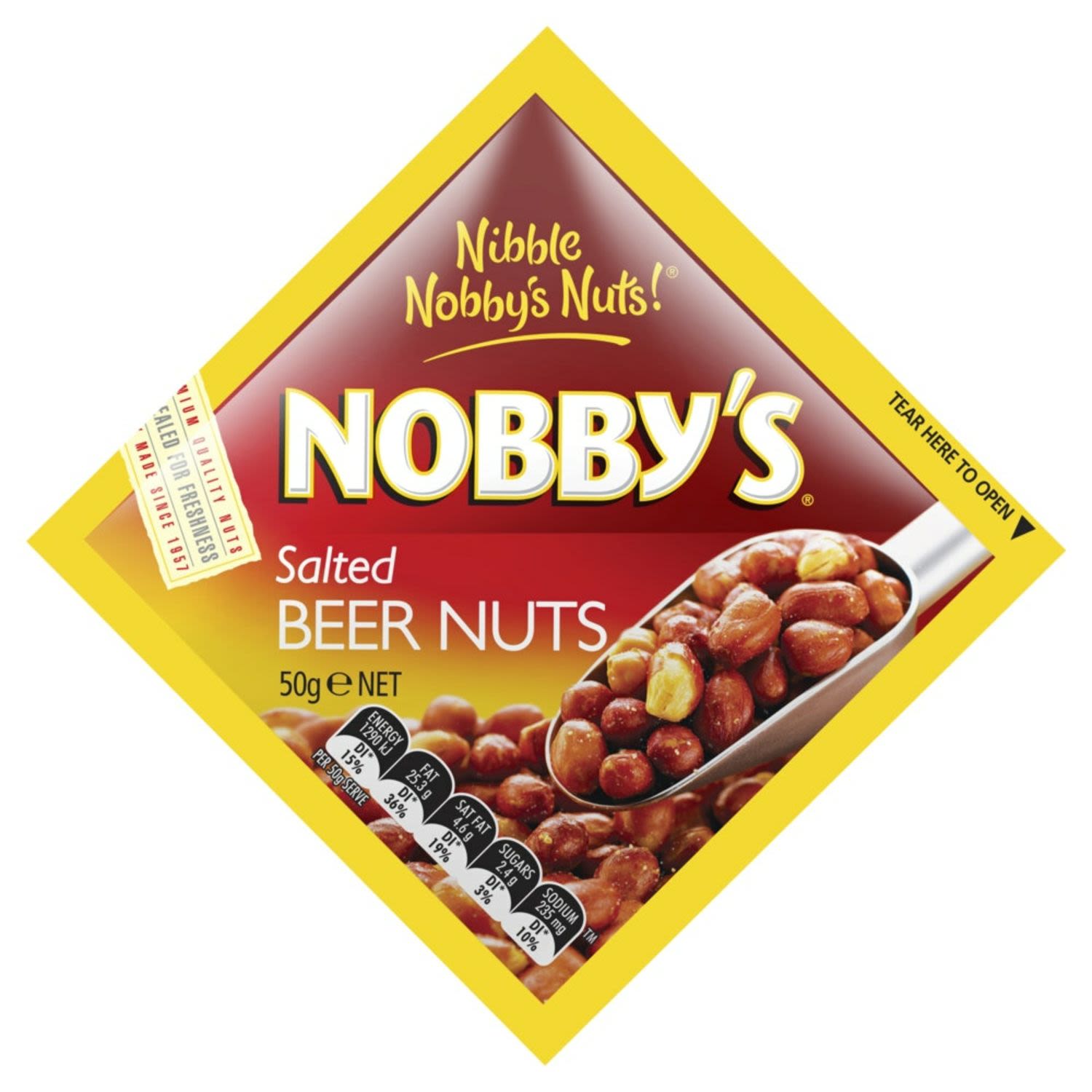 Nobby's Salted Beer Nuts 50g<br /> <br />Alcohol Volume: 0.0%<br /><br />Pack Format: Packet<br /><br />Standard Drinks: 0.0<br /><br />Pack Type: Packet<br />