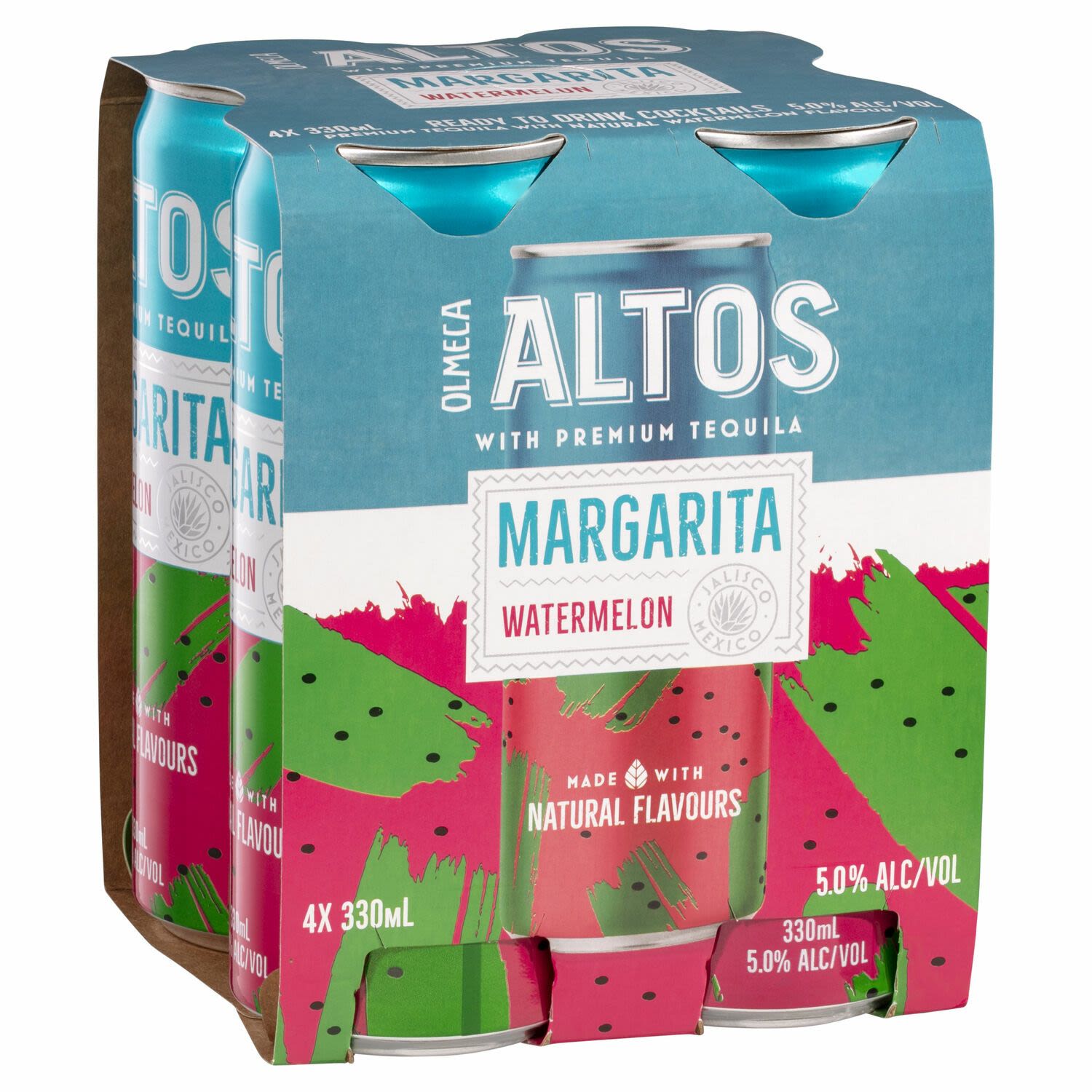 Olmeca Altos Watermelon Margarita Can 330mL 4 Pack