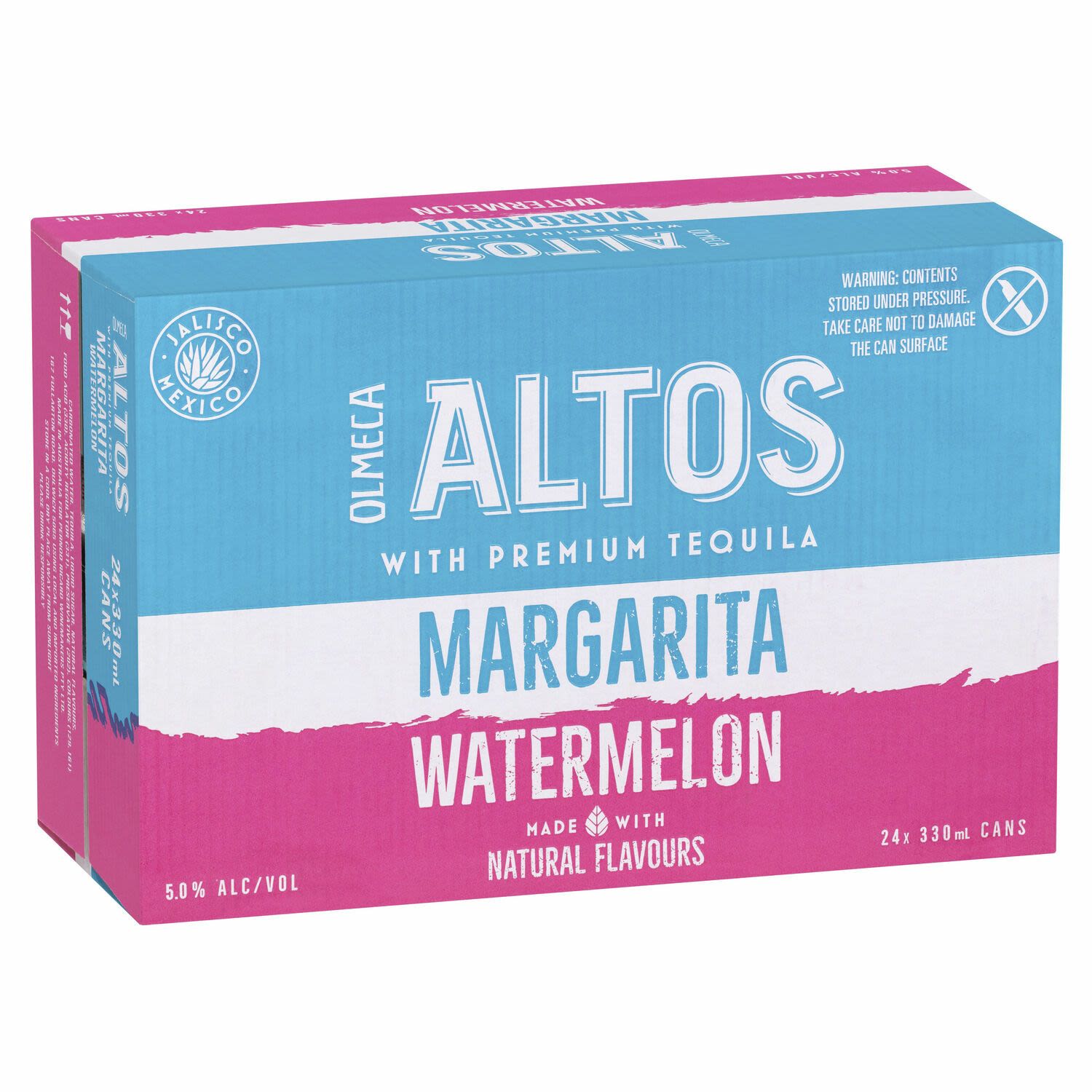 Olmeca Altos Watermelon Margarita Can 330mL 24 Pack