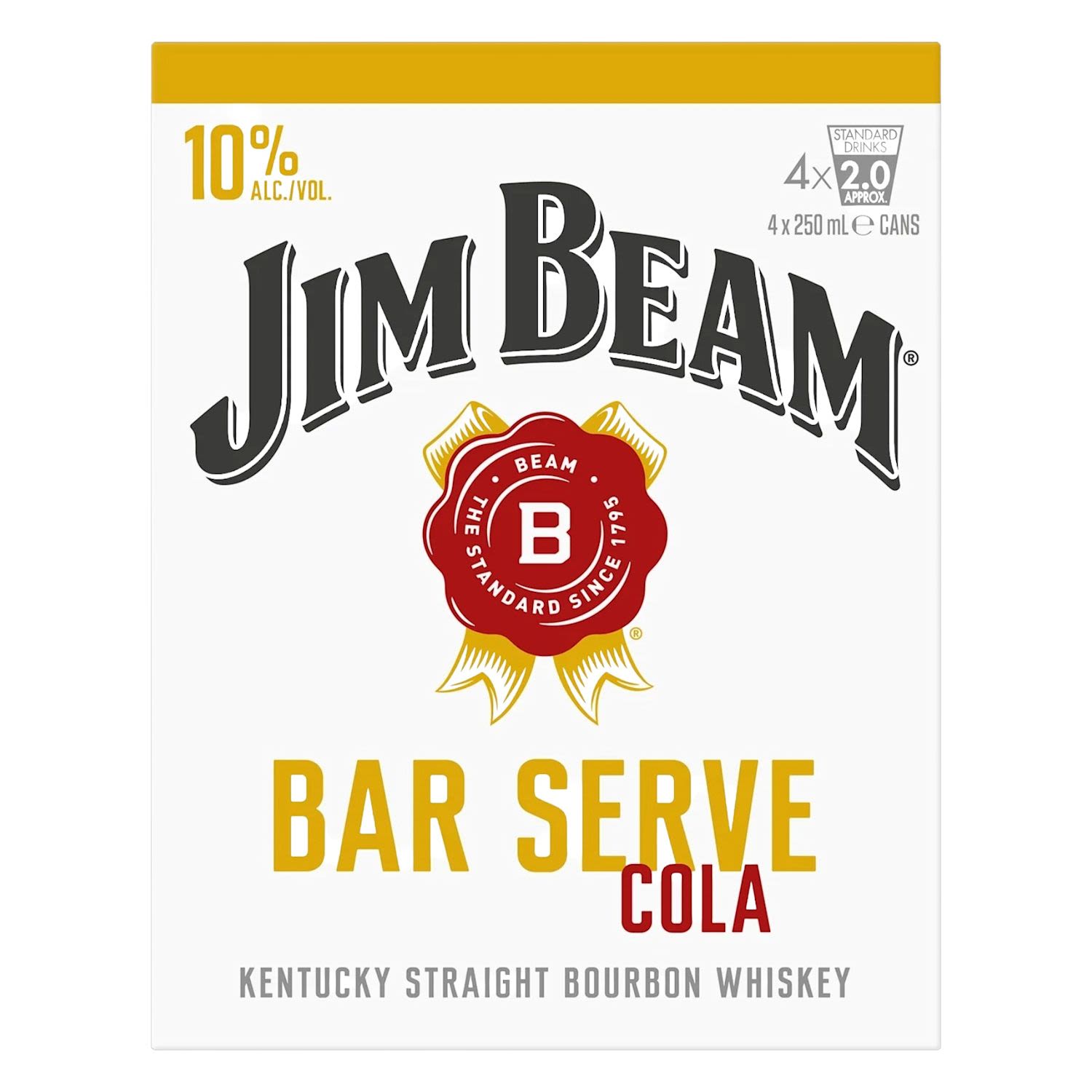 Jim Beam & Cola Bar Serve  Can 250mL 4 Pack