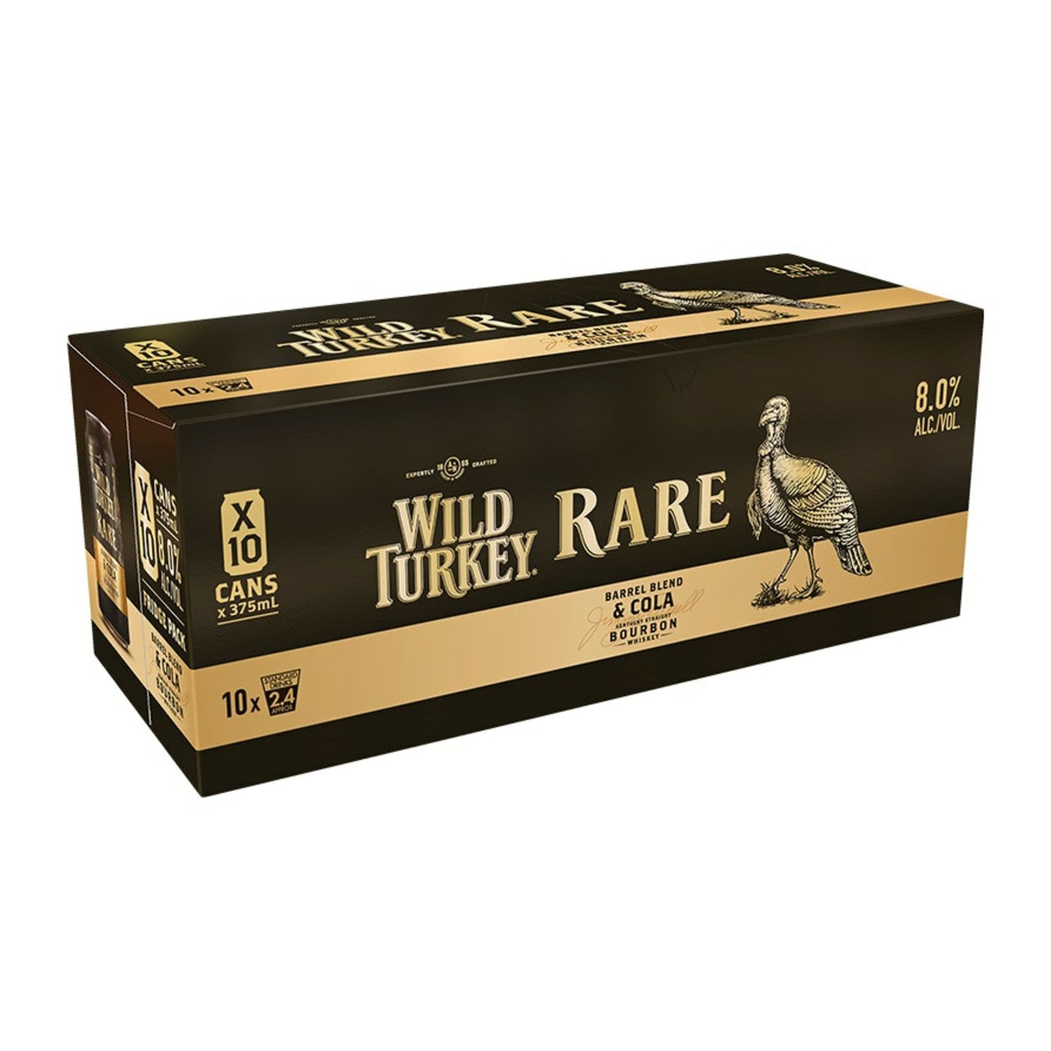 Wild Turkey Rare & Cola 8% Can 375mL 10 Pack