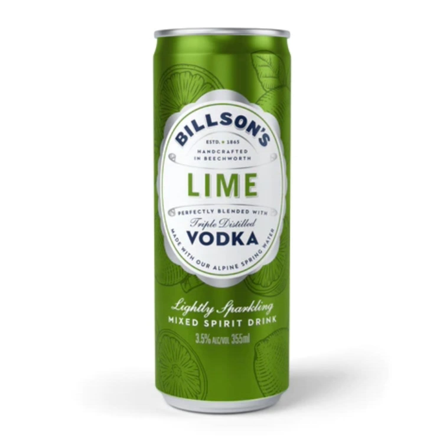 Billson's Vodka with Lime Can 355mL 24 Pack