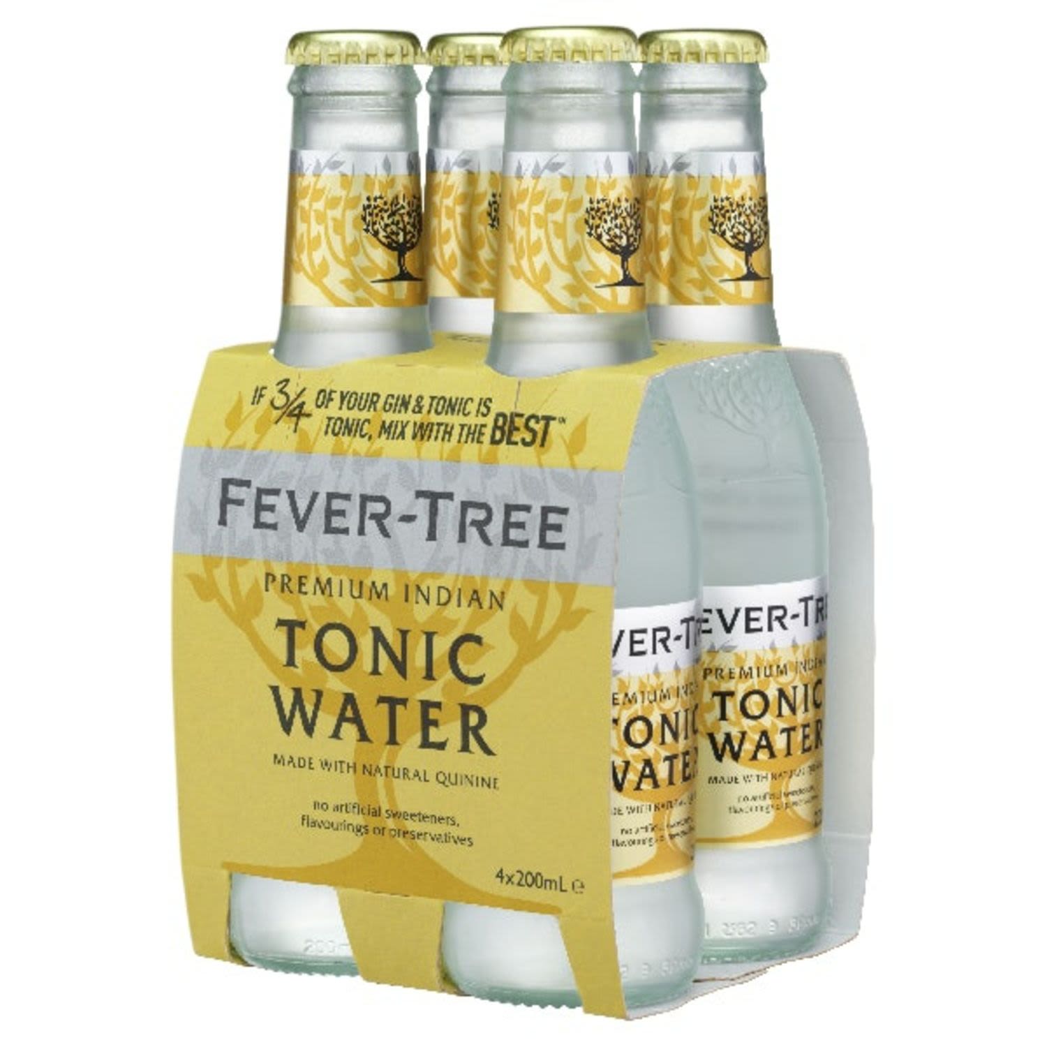 Fever-Tree Premium Indian Tonic Water Bottles 200mL<br /> <br />Alcohol Volume: 0%<br /><br />Pack Format: 4 Pack<br /><br />Standard Drinks: 0.0<br /><br />Pack Type: Bottle<br />