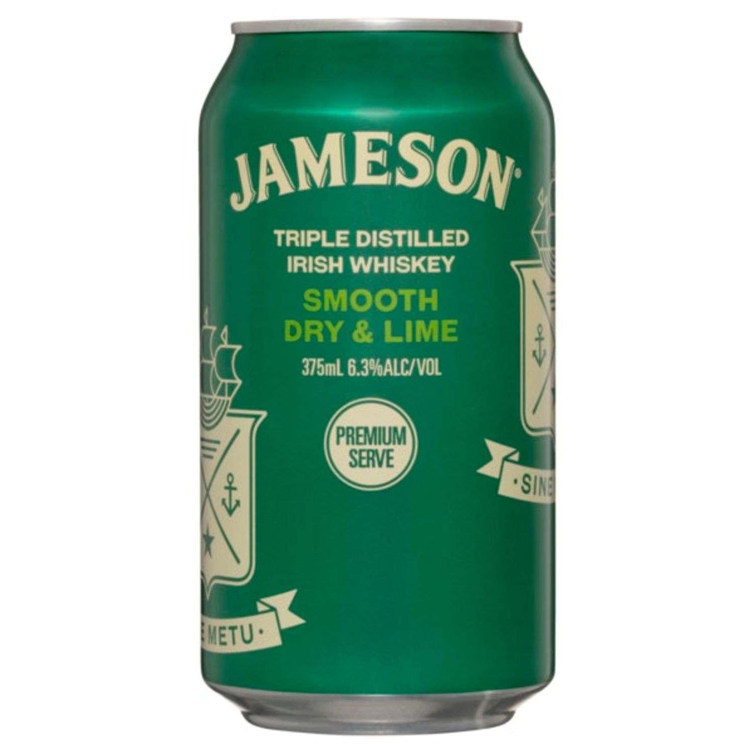 Jameson Irish Whiskey Dry & Lime 6.3% Can 375mL