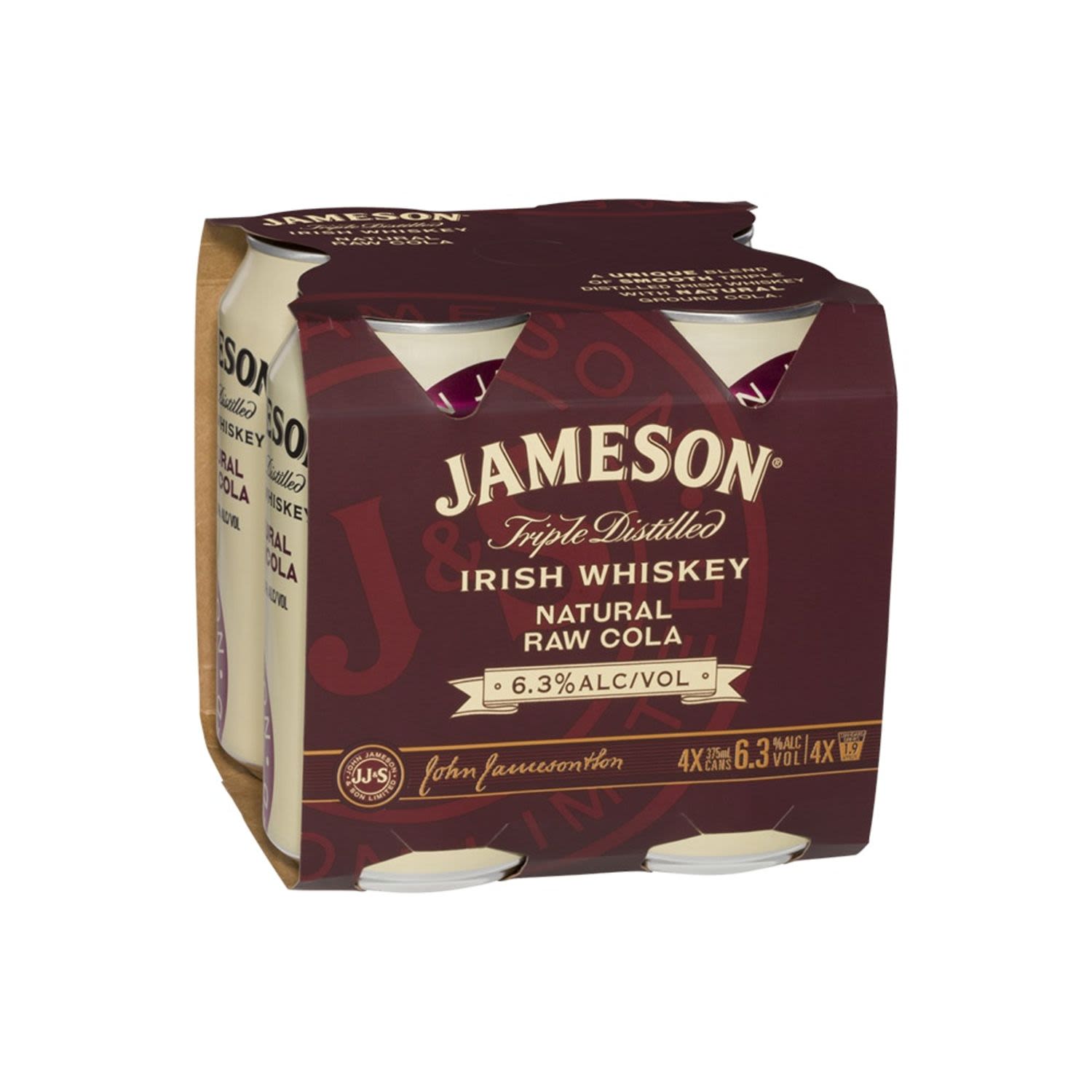 Jameson Irish Whiskey & Raw Cola Can 375mL 4 Pack
