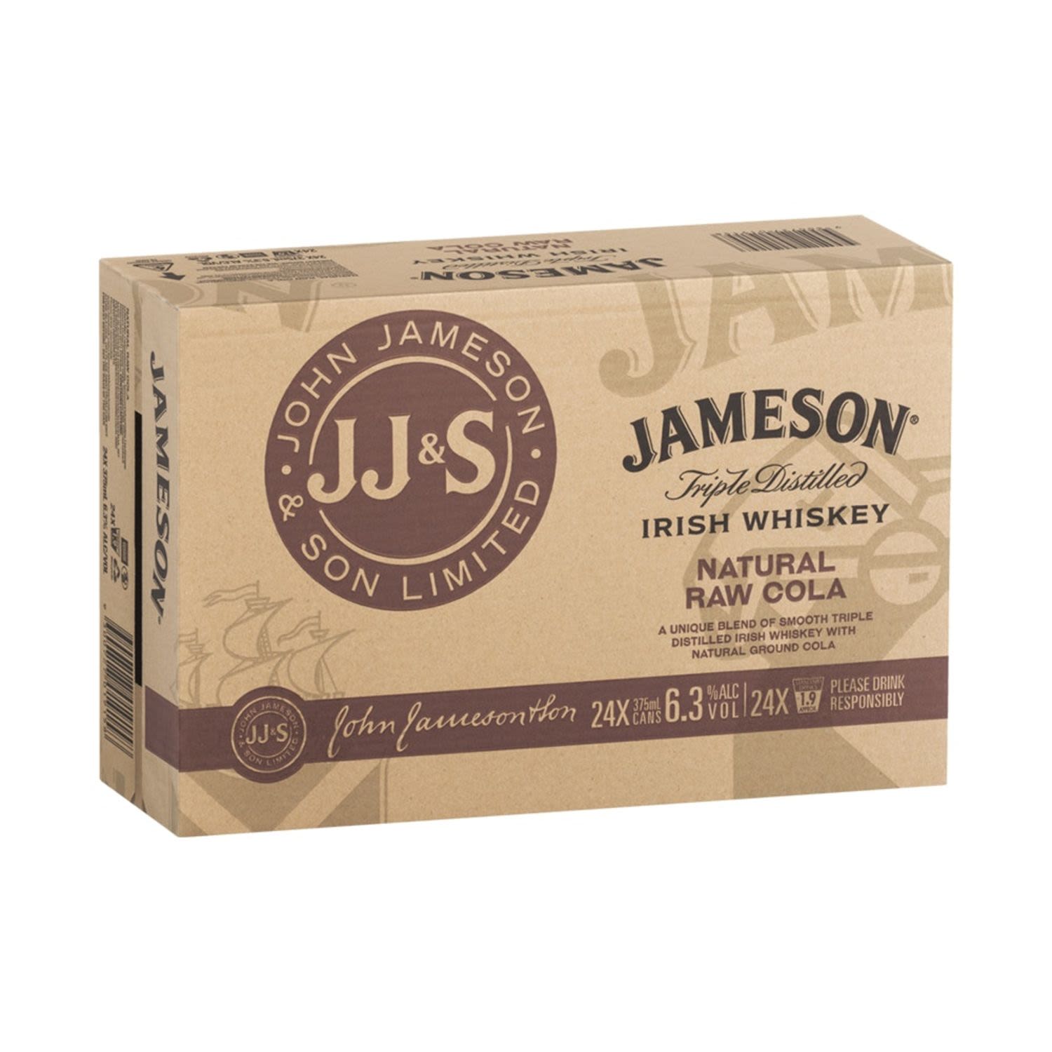 Jameson Irish Whiskey & Raw Cola Can 375mL 24 Pack