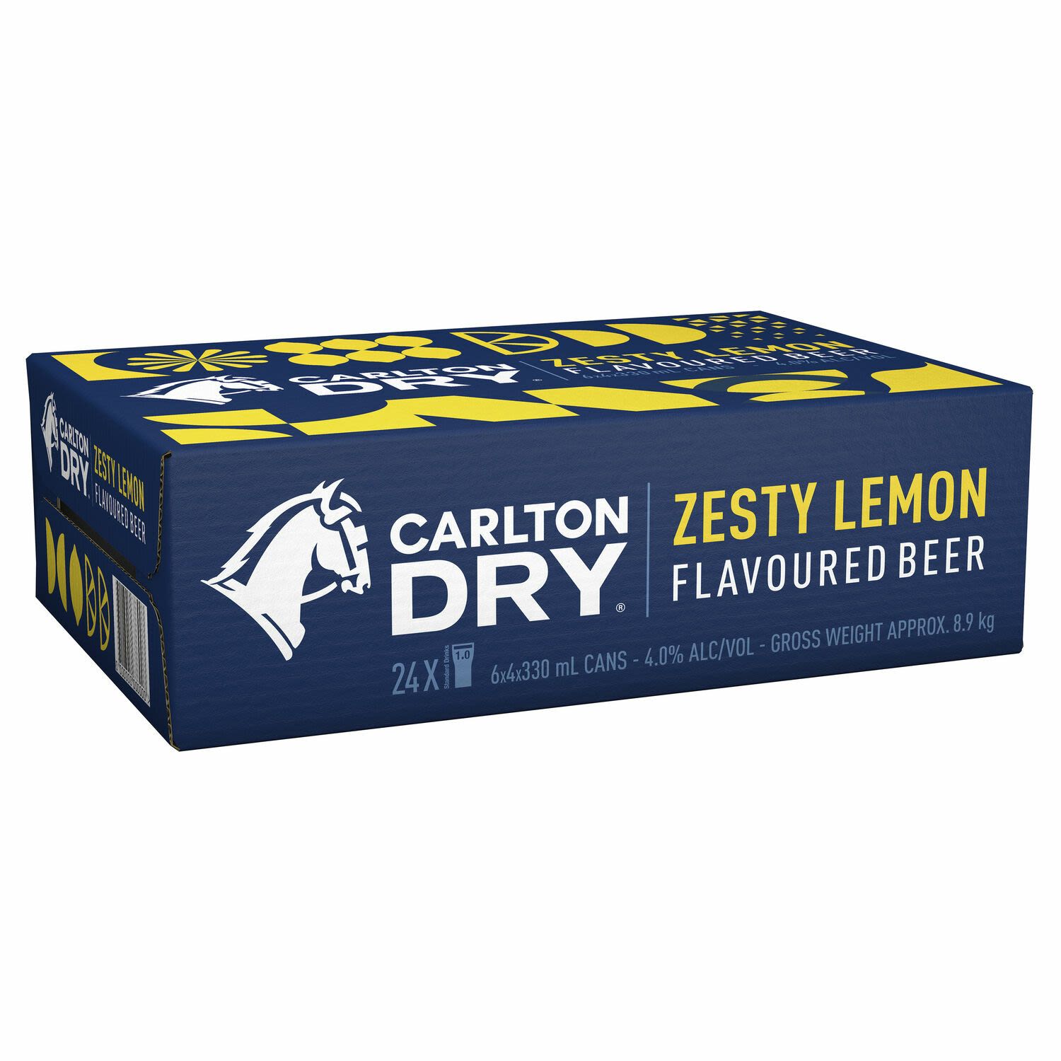 Carlton Dry Zesty Lemon Flavoured Beer Can 330mL 24 Pack