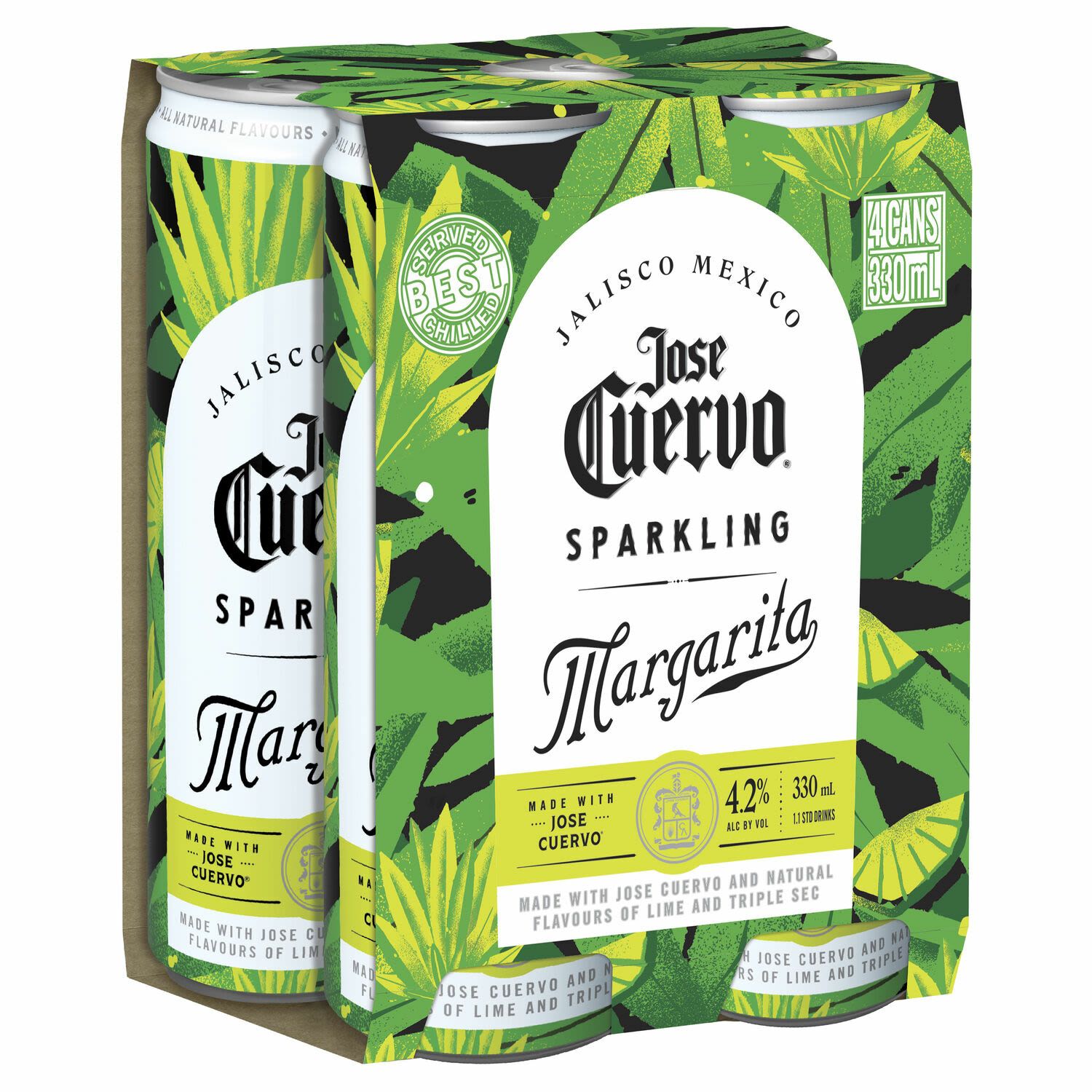 Jose Cuervo Sparkling Margarita Can 330mL 4 Pack