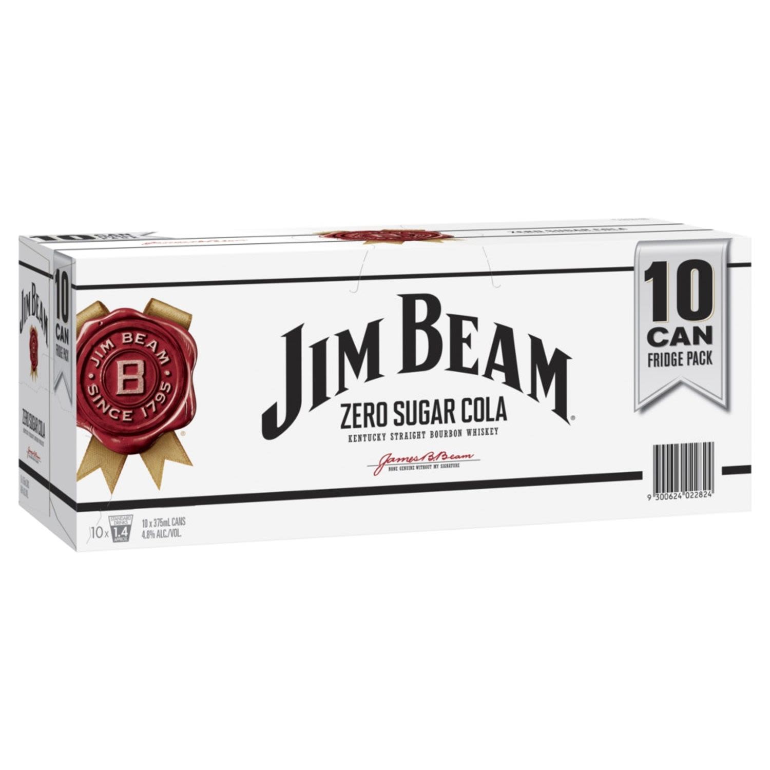 Jim Beam & Zero Cola Can 375mL 10 Pack