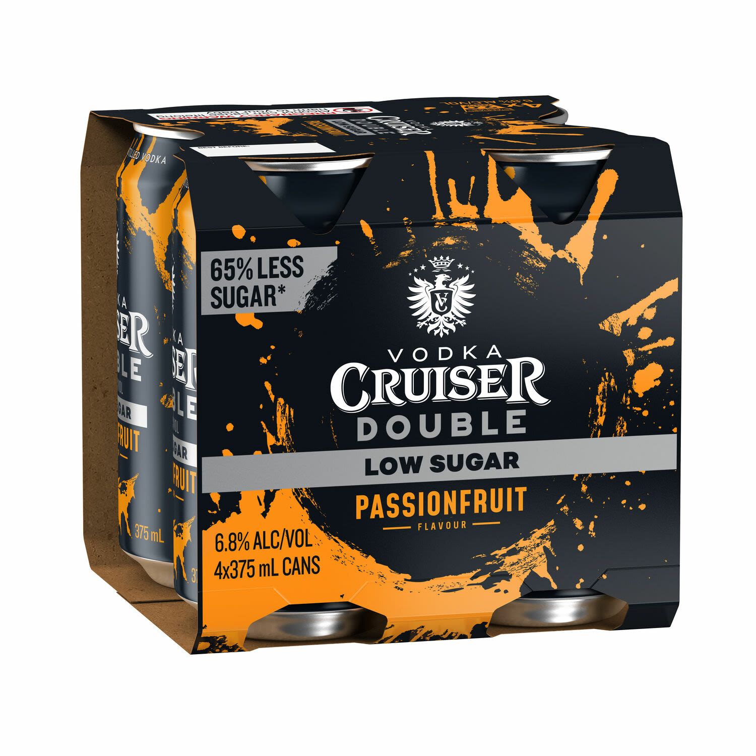 Vodka Cruiser Double Low Sugar Passionfruit 6.8% Can 375mL 4 Pack