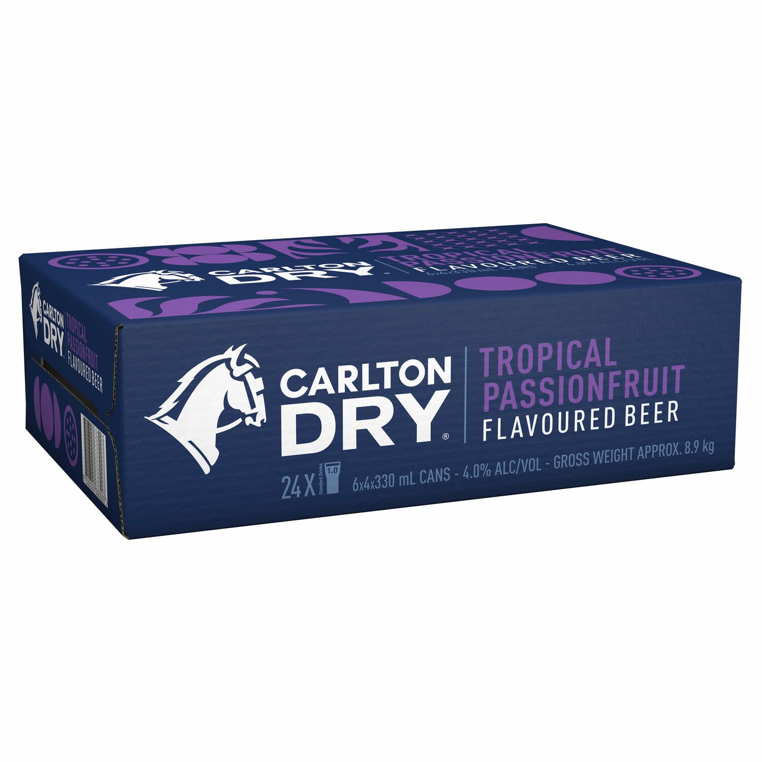 Carlton Dry Tropical Passionfruit Flavoured Beer Can 330mL 24 Pack