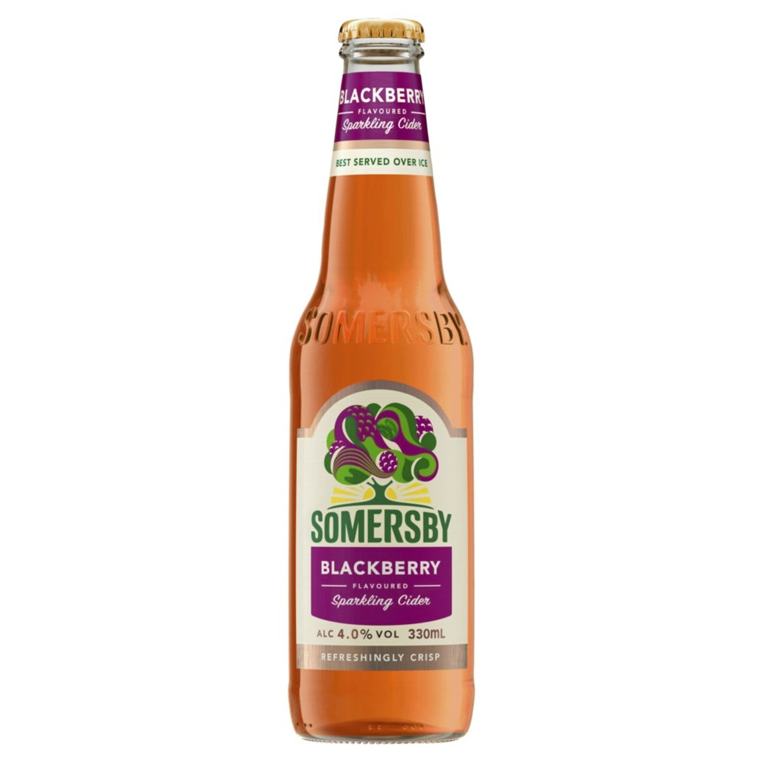 Somersby Blackberry Cider is a fruity flavoured cider with a breath of crisp, sweetness and natural taste of blackberry. With its fruity refreshment, Somersby Blackberry is a perfect addition to summer.<br /> <br />Alcohol Volume: 4.00%<br /><br />Pack Format: Bottle<br /><br />Standard Drinks: 1</br /><br />Pack Type: Bottle<br /><br />Country of Origin: Australia<br />