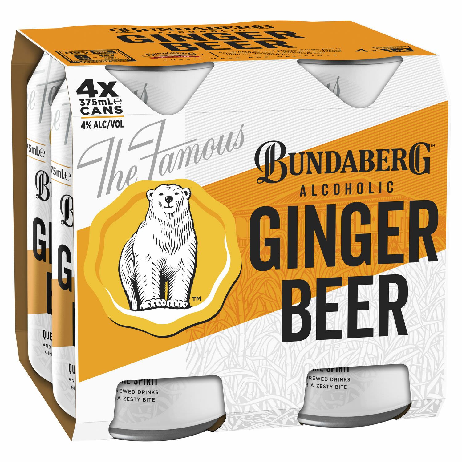 Bundaberg Ginger Beer 4% Can 375mL 4 Pack