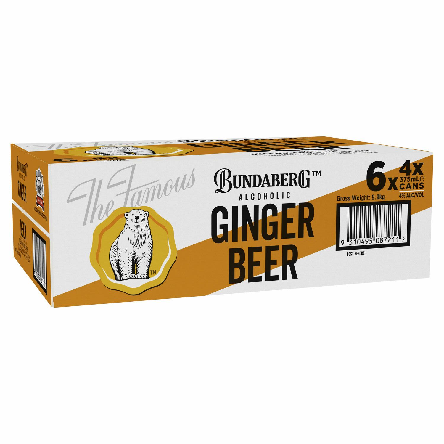 Bundaberg Ginger Beer 4% Can 375mL 24 Pack
