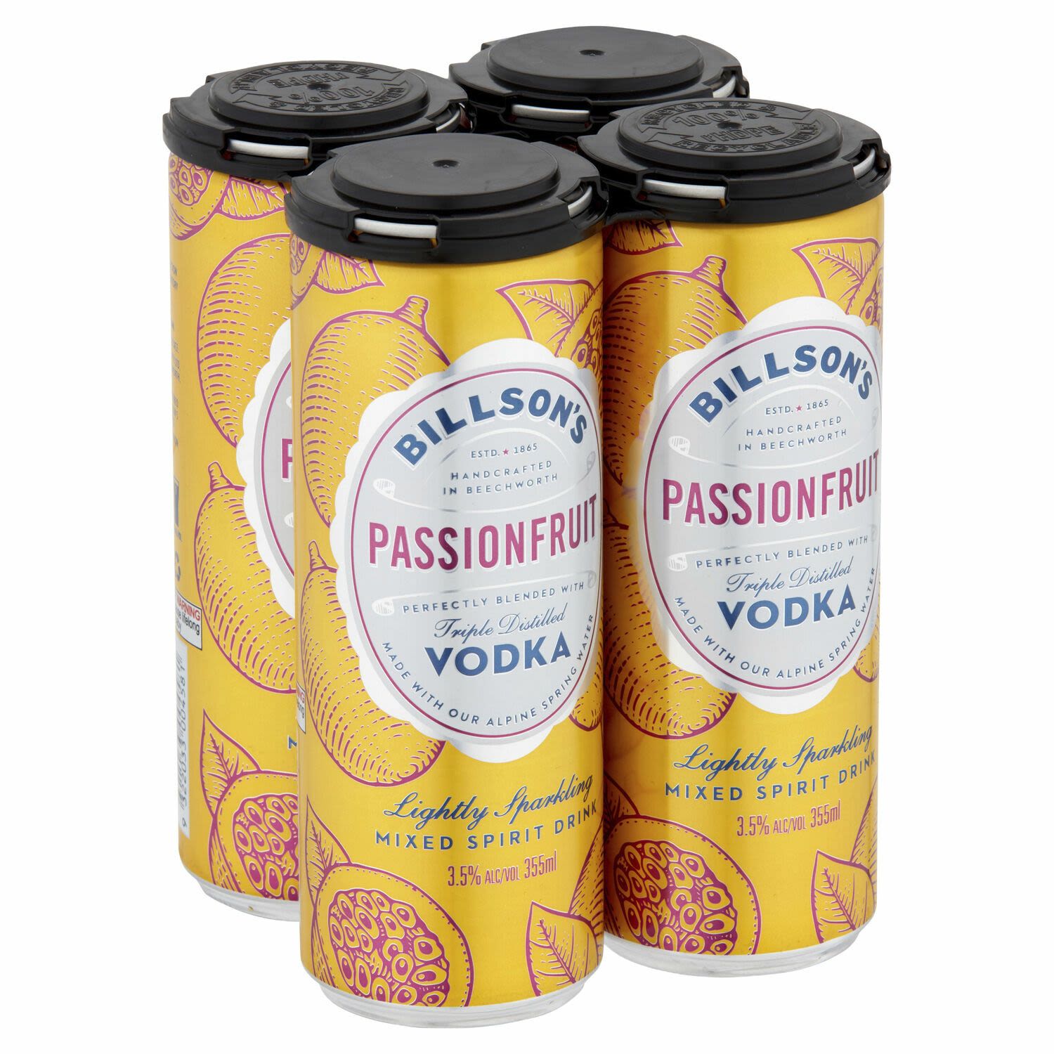Billson's Vodka with Passionfruit Can 355mL 4 Pack
