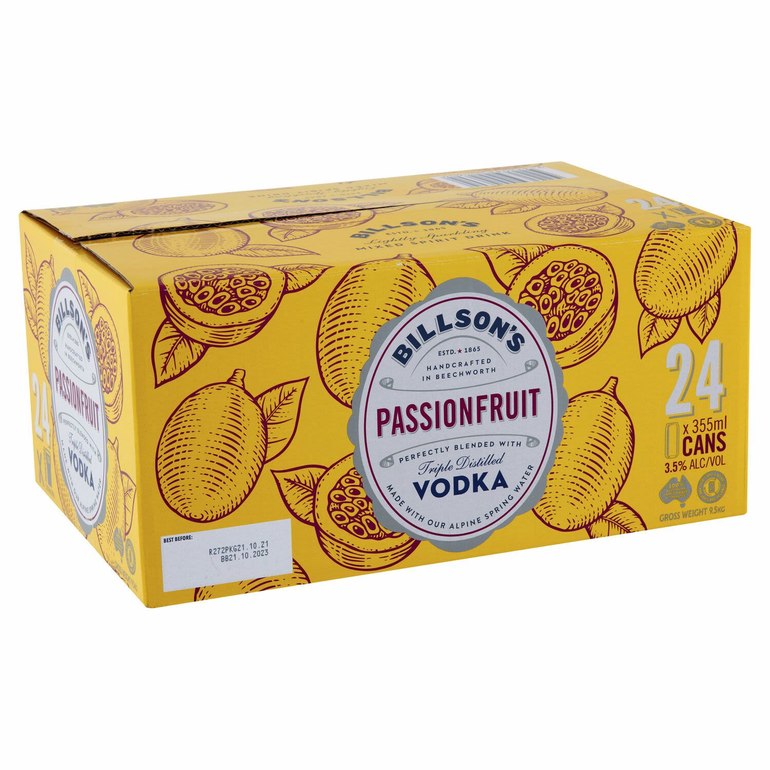 Billson's Vodka with Passionfruit Can 355mL 24 Pack
