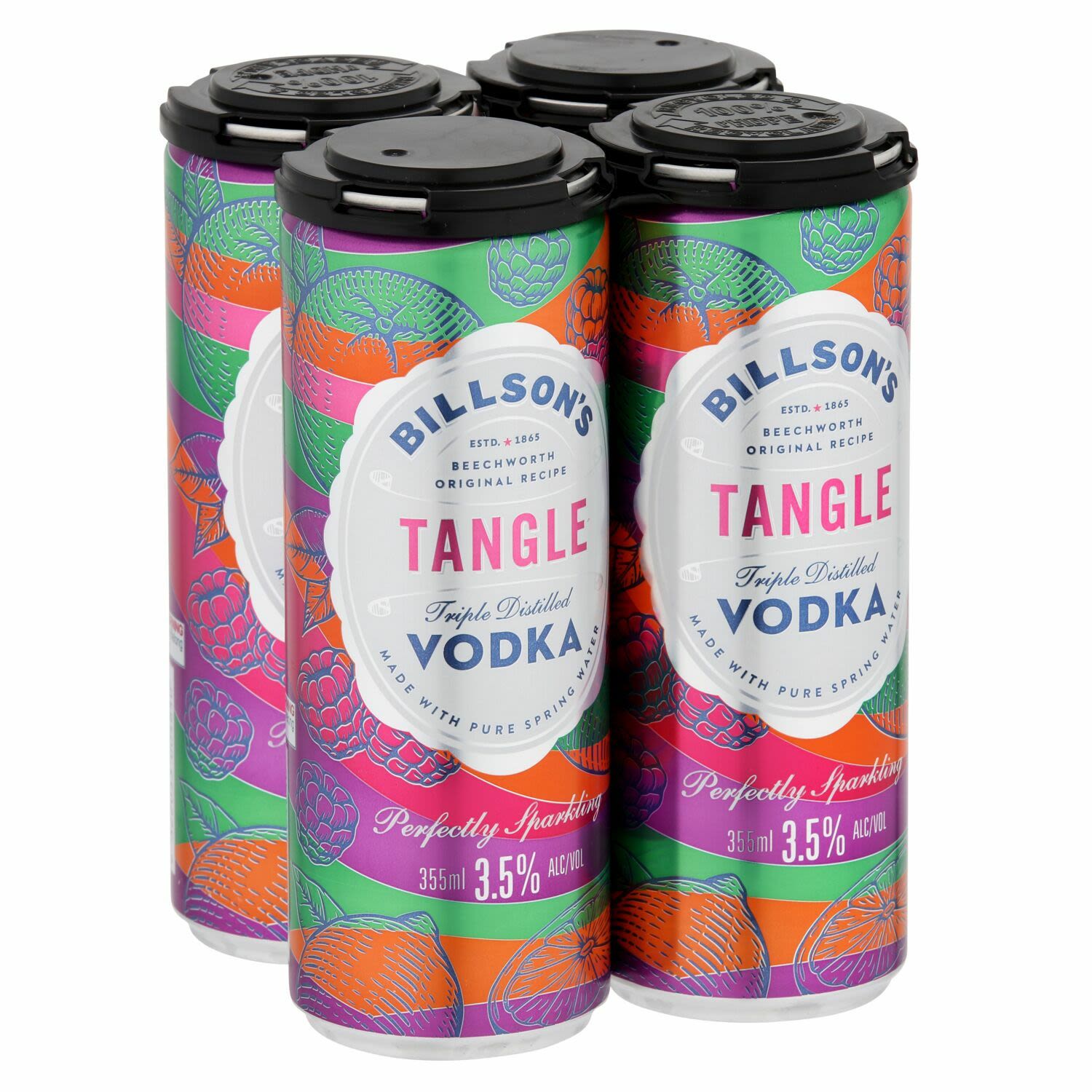 Billson's Vodka Fruit Tangle Can 355mL 4 Pack